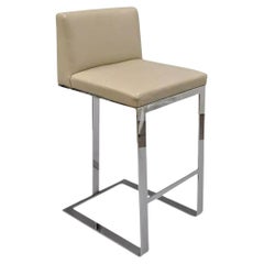 Tabouret de bar chromé Savor Royce Caress Taupe Leather Century Furniture F