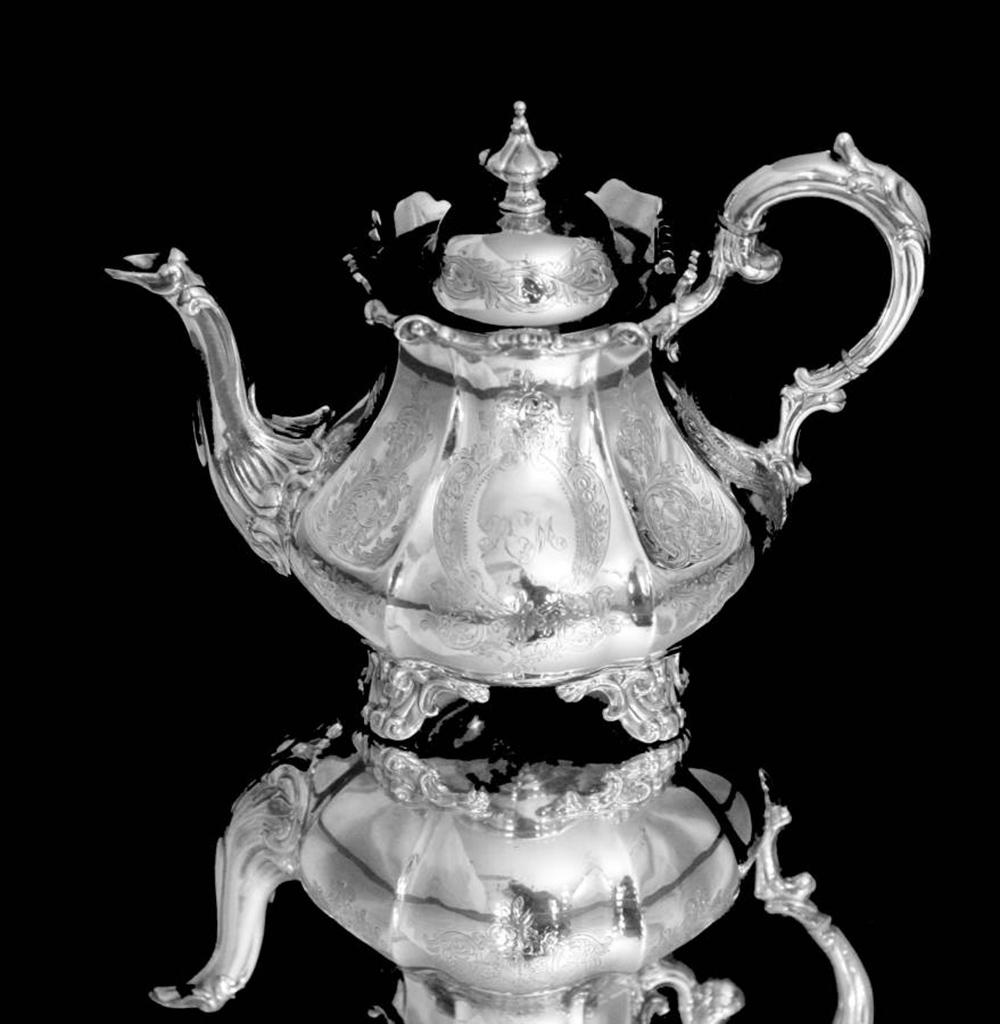 SAVORY And Sons – 9teiliges viktorianisches (britisches) Teeservice aus Sterlingsilber aus dem 19. Jahrhundert  im Angebot 5