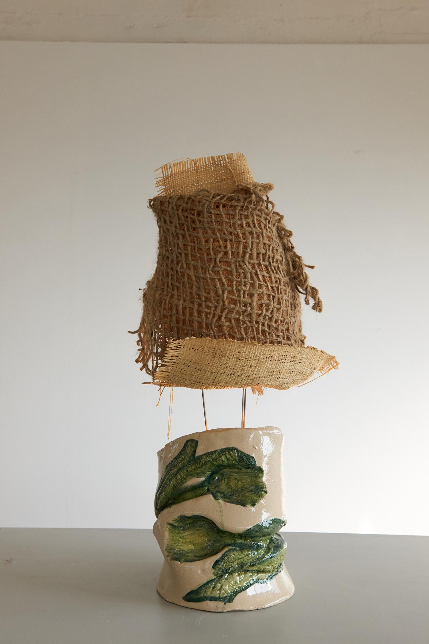 Ceramic Savoy Cabbage Fossil Lamp by Jenna Basso Pietrobon For Sale