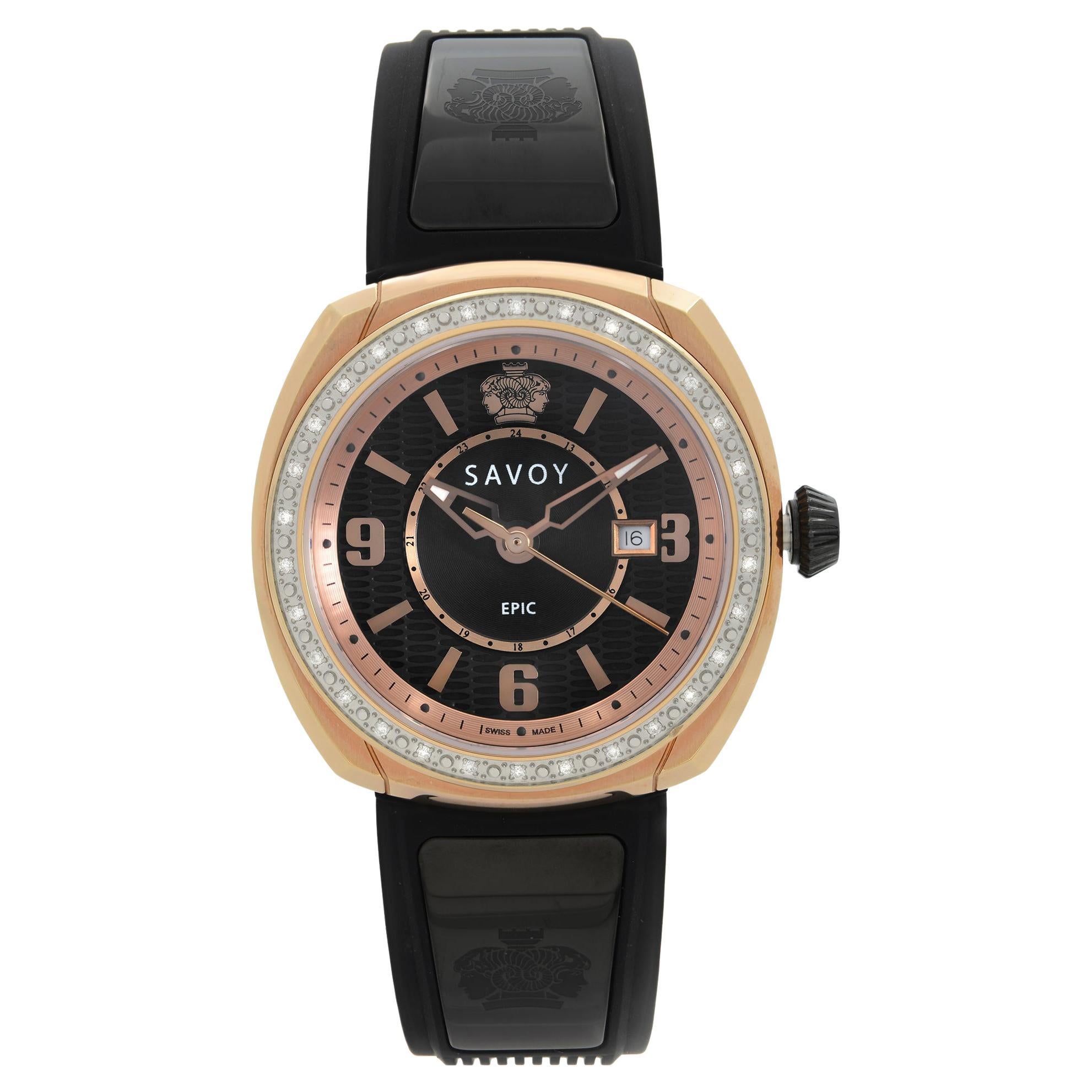 Savoy Epic Steel Diamonds Black Dial Quartz Ladies Watch G4004J.02A.RB04 For Sale