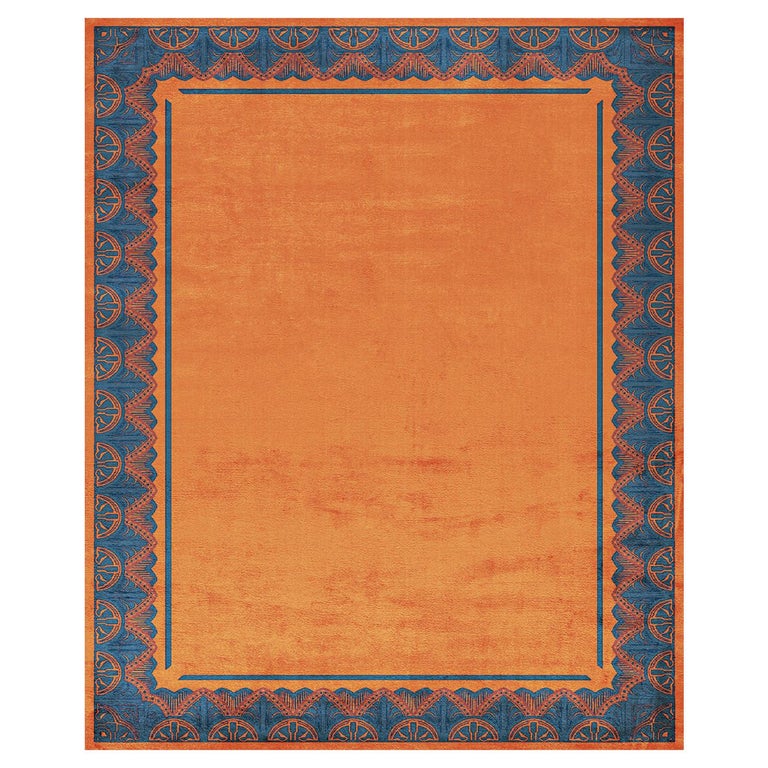 Savoy Noble Orange Hand Knotted Silk Rug 'MediumSize' For Sale at 1stdibs