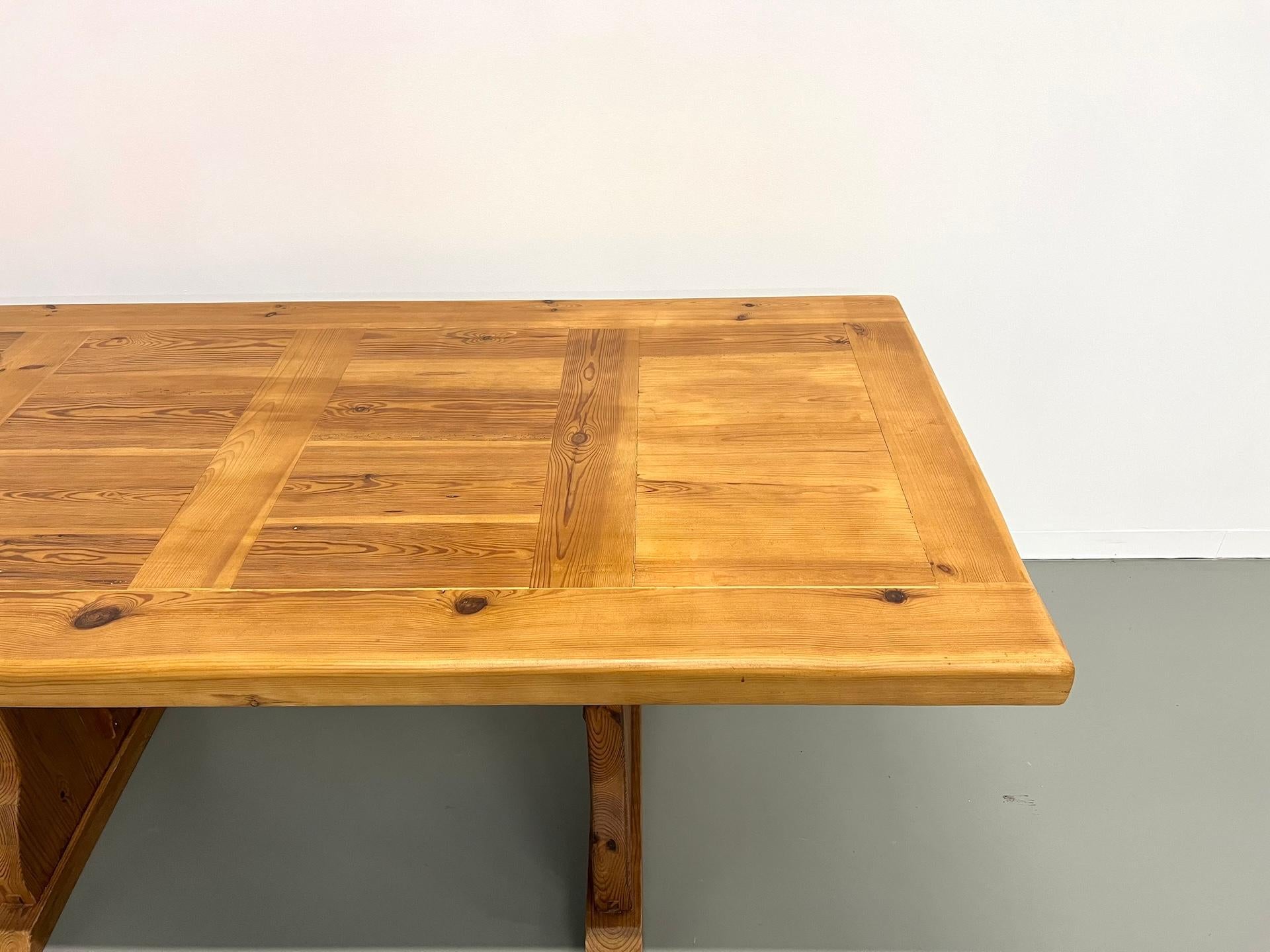 European Savoyard monastery table in solid pine, CIRCA 1970 For Sale