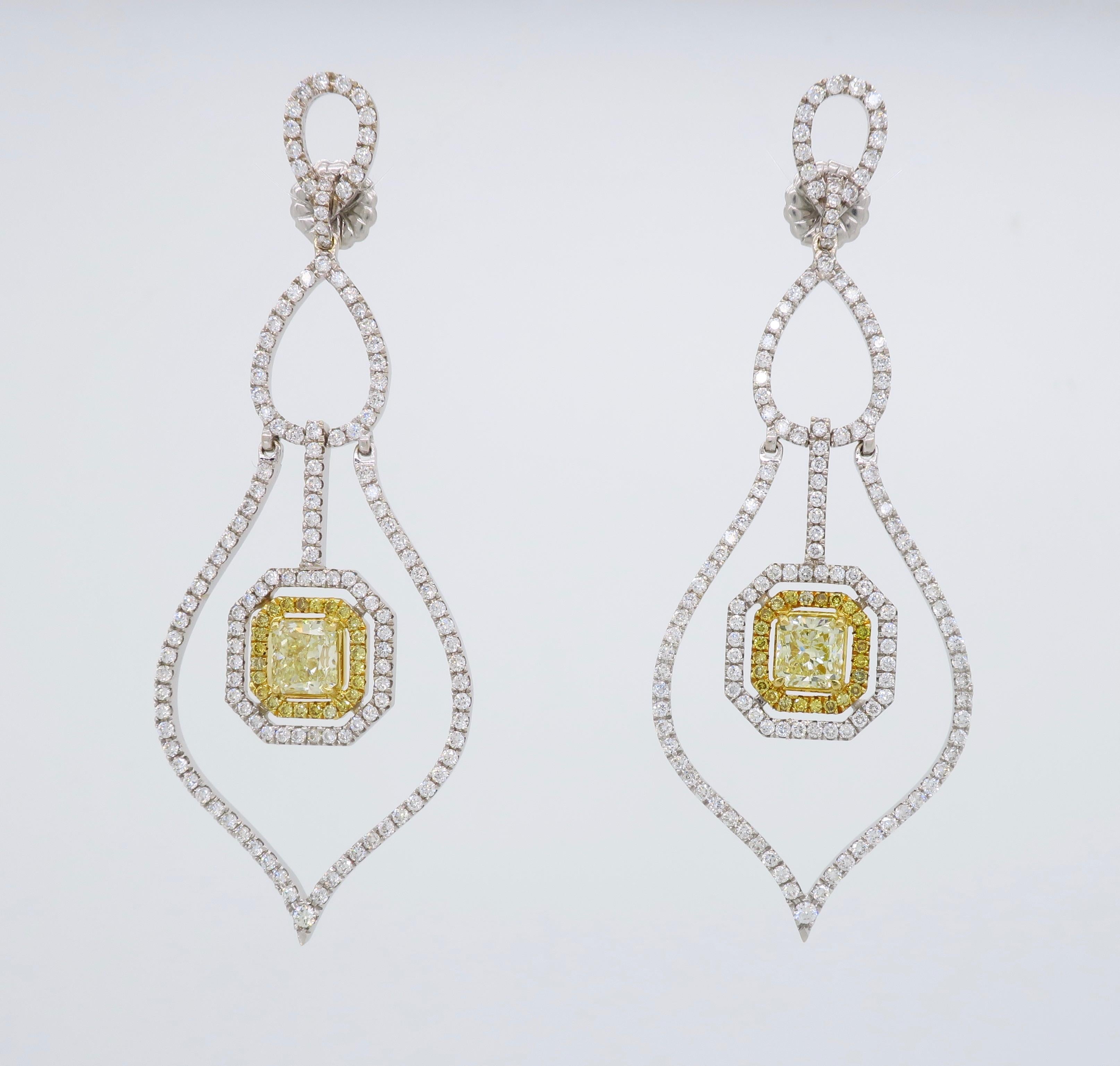 Savransky GIA Certified Diamond and White Gold Chandelier Dangle Earrings 5