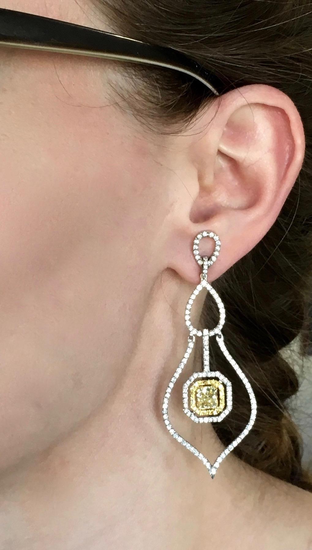 Savransky GIA Certified Diamond and White Gold Chandelier Dangle Earrings 7