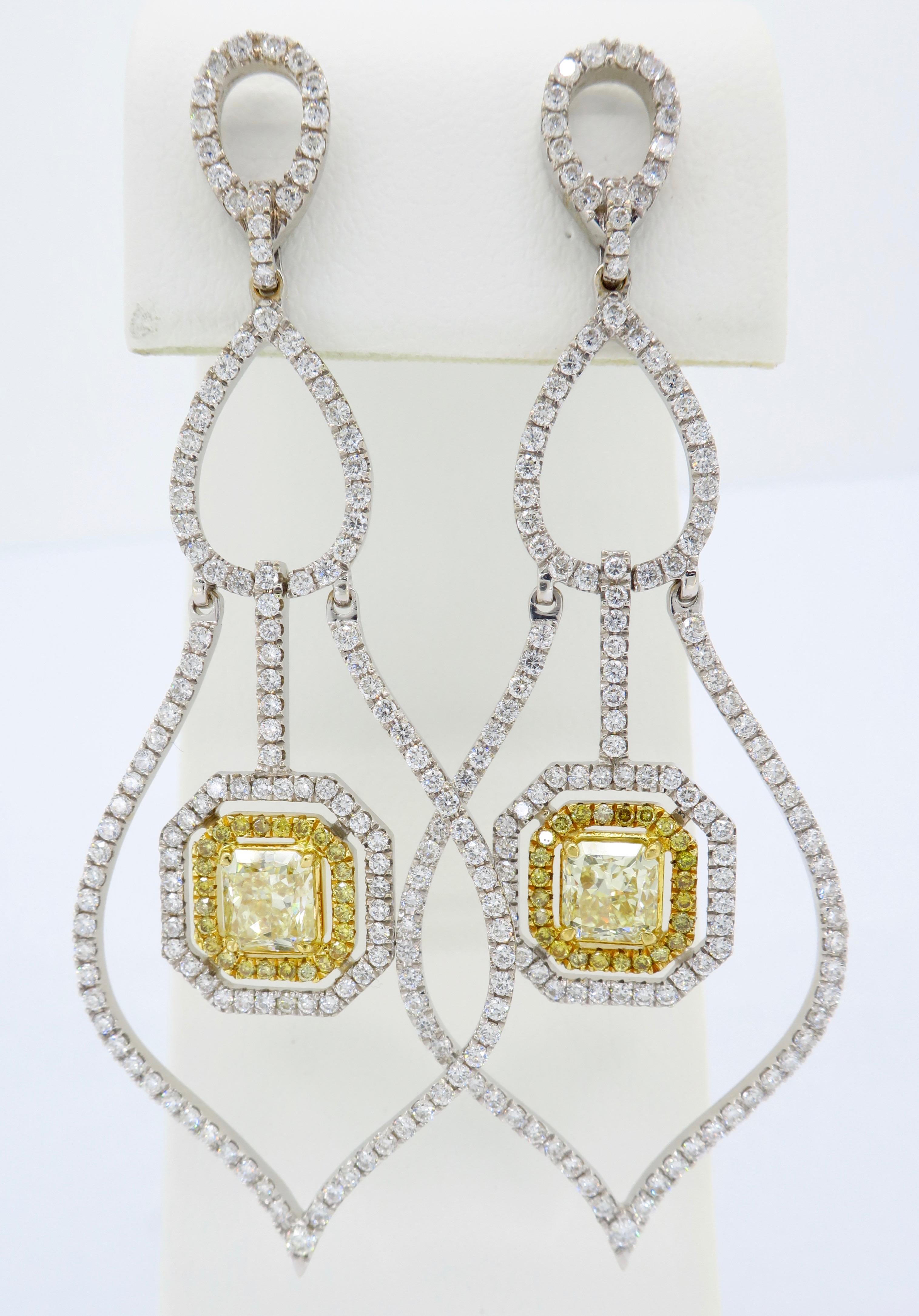Savransky GIA Certified Diamond and White Gold Chandelier Dangle Earrings 4