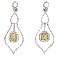 Savransky Pendants d'oreilles lustre en or blanc et diamants certifiés GIA