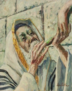 Peinture judaïque - Souffler Shofar au mur de l'Ouest