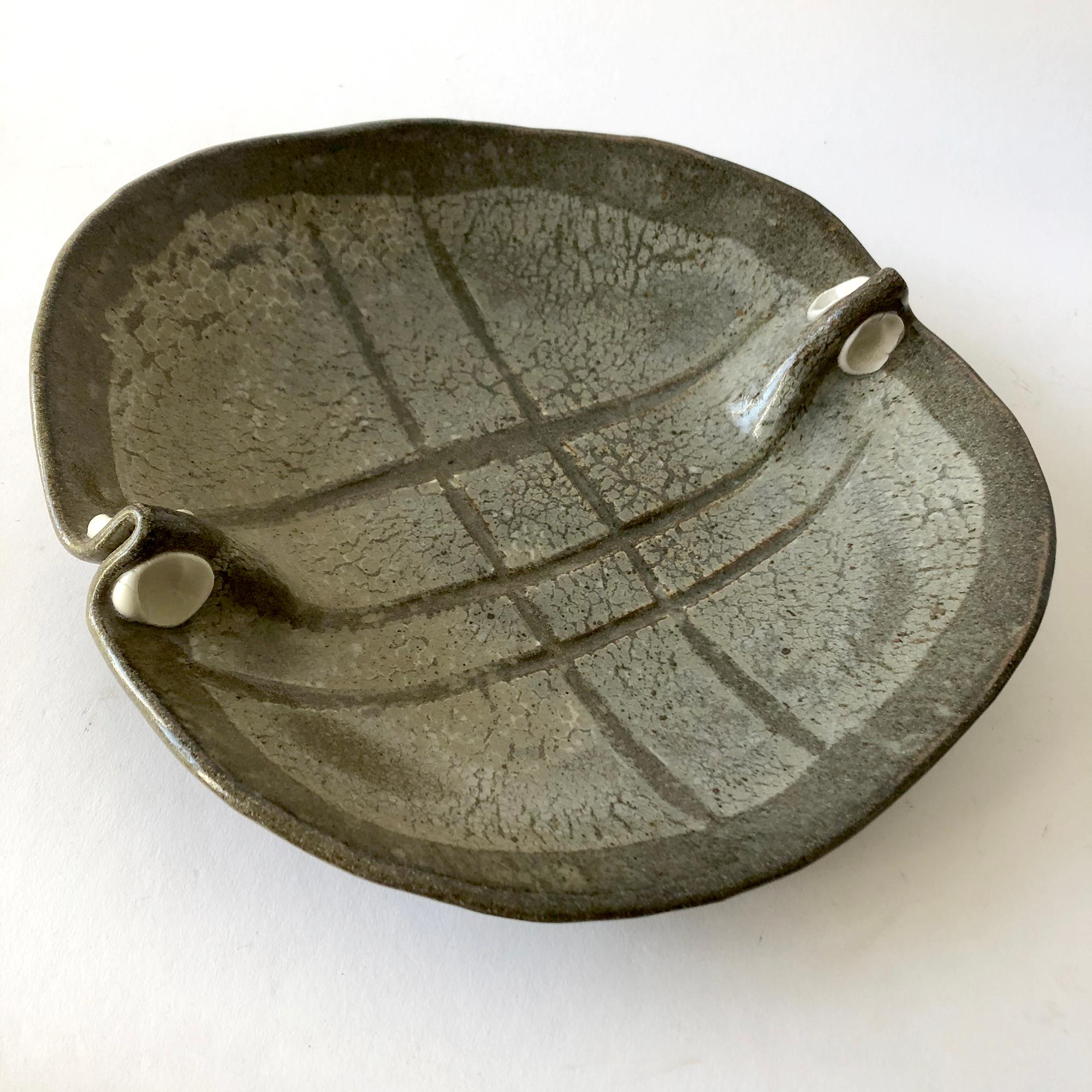 Mid-Century Modern Sawako Japanese Modernist Stoneware Porcelain Bowl with Grid Design
