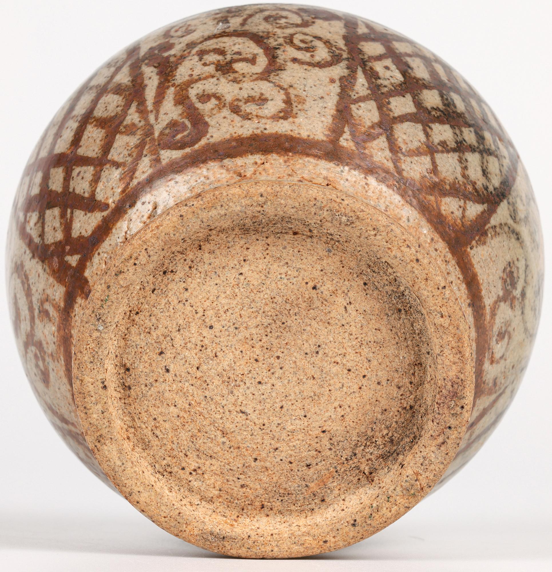 Sawankhalok Thai Pottery Hand Painted Lidded Vessel For Sale 3