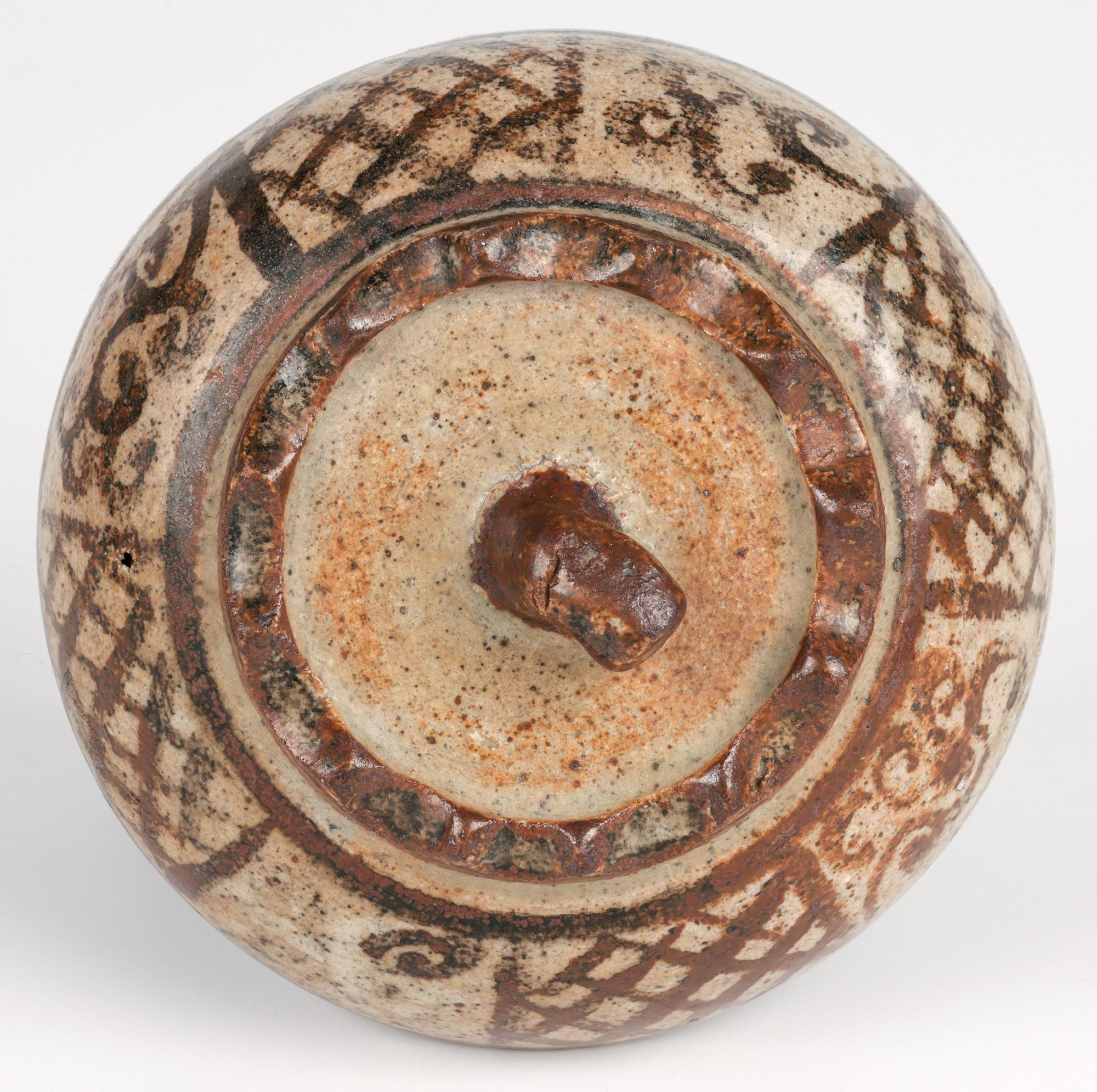 Sawankhalok Thai Pottery Hand Painted Lidded Vessel In Good Condition For Sale In Bishop's Stortford, Hertfordshire