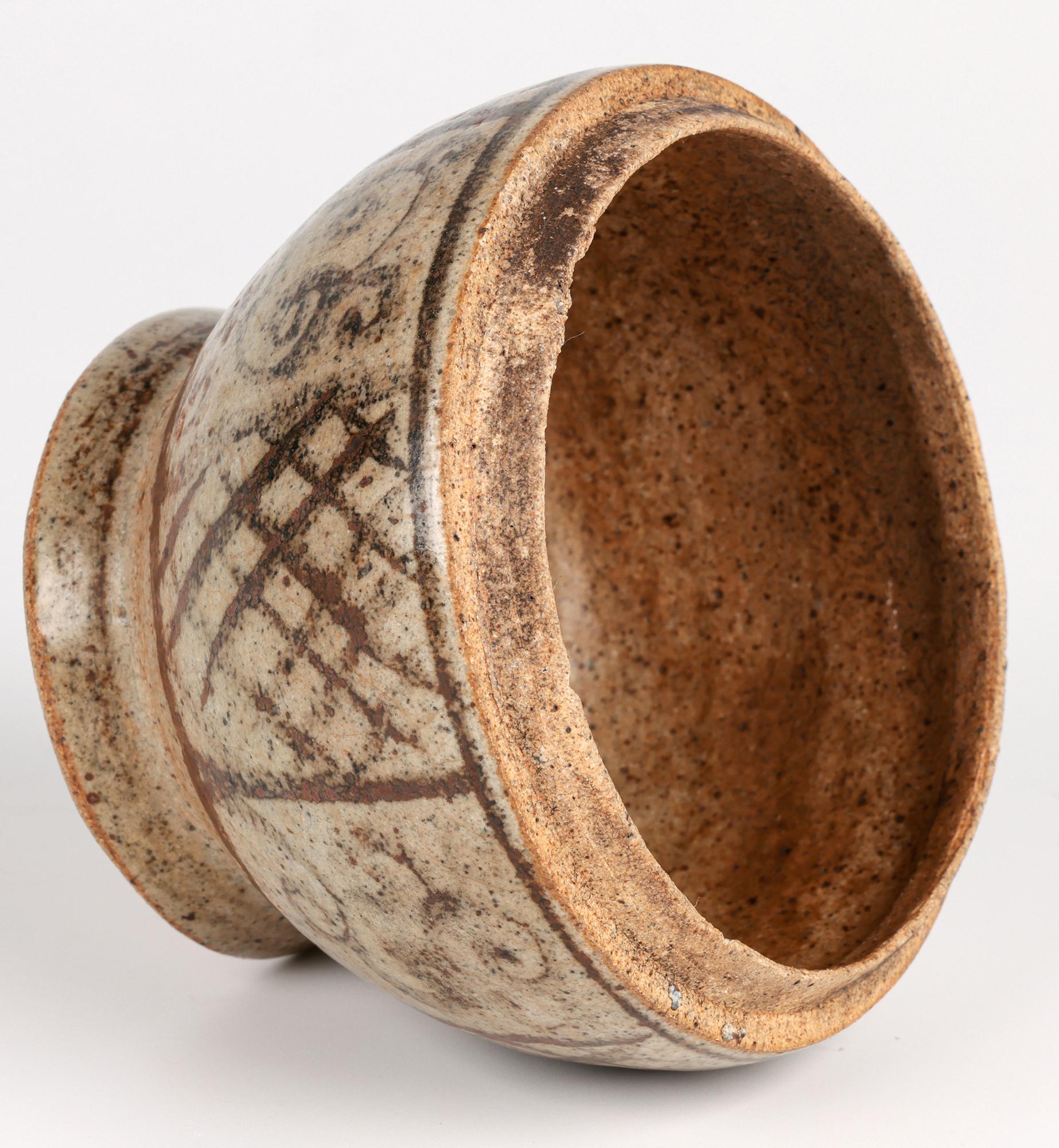 Sawankhalok Thai Pottery Hand Painted Lidded Vessel For Sale 2