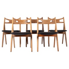 Sawbuck Chairs by Hans J. Wegner – Set of 5, Model CH29, Oak, 1950s