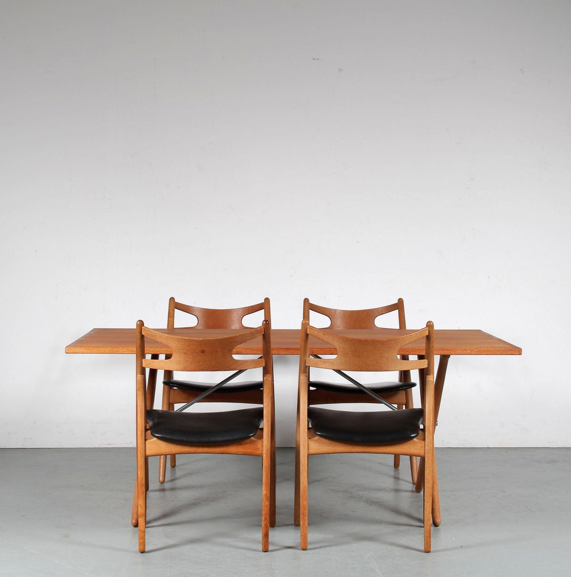Danish “Sawbuck” Dining Set by Hans J. Wegner for Andreas Tuck, Denmark 1950