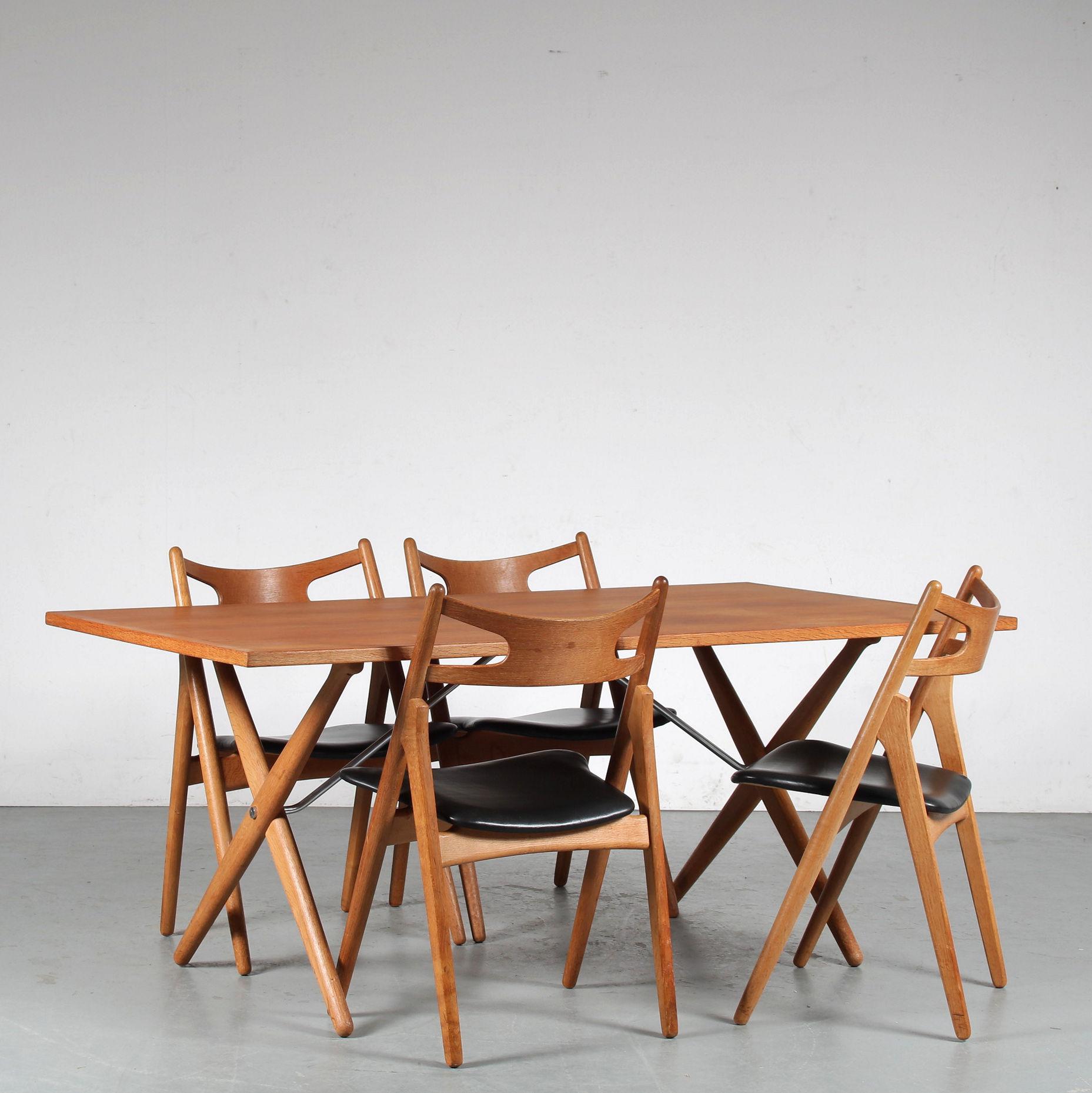 “Sawbuck” Dining Set by Hans J. Wegner for Andreas Tuck, Denmark 1950 1