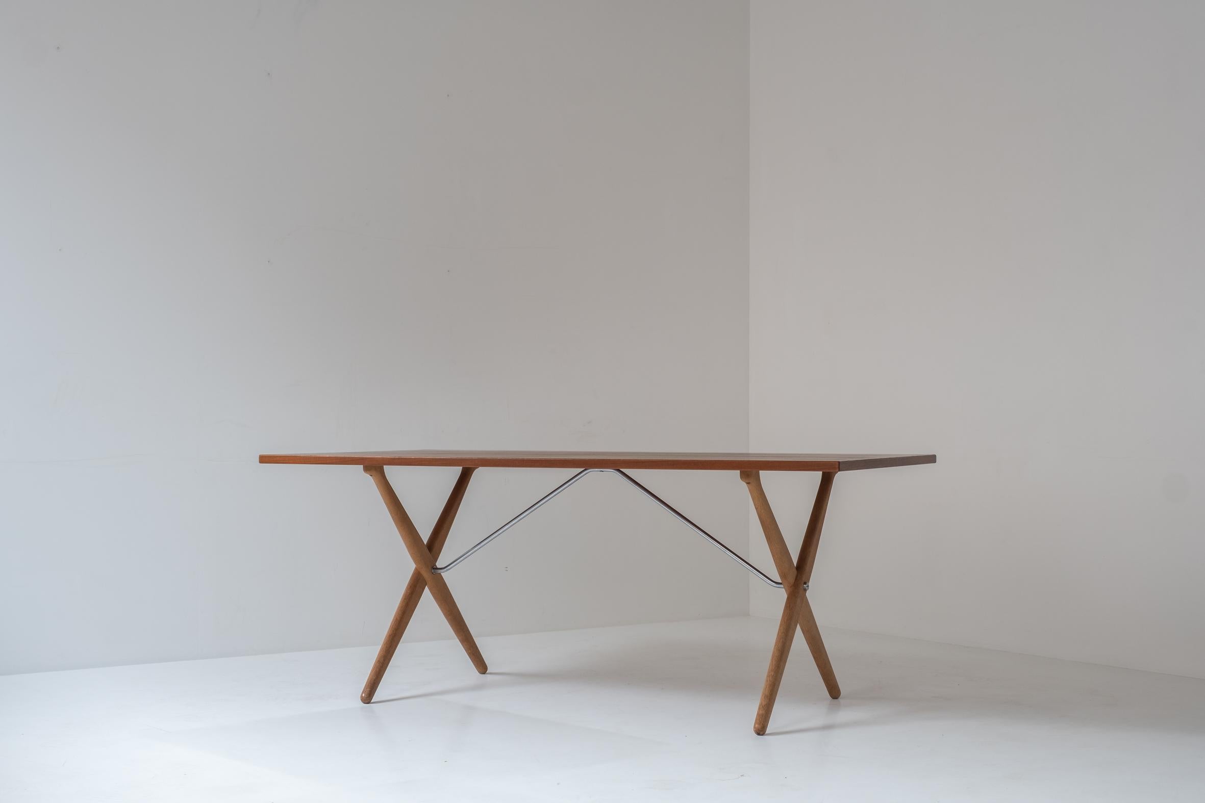 Scandinavian Modern Sawbuck or AT 303 dining table by Hans Wegner for Andreas Tuck, Denmark 1950s