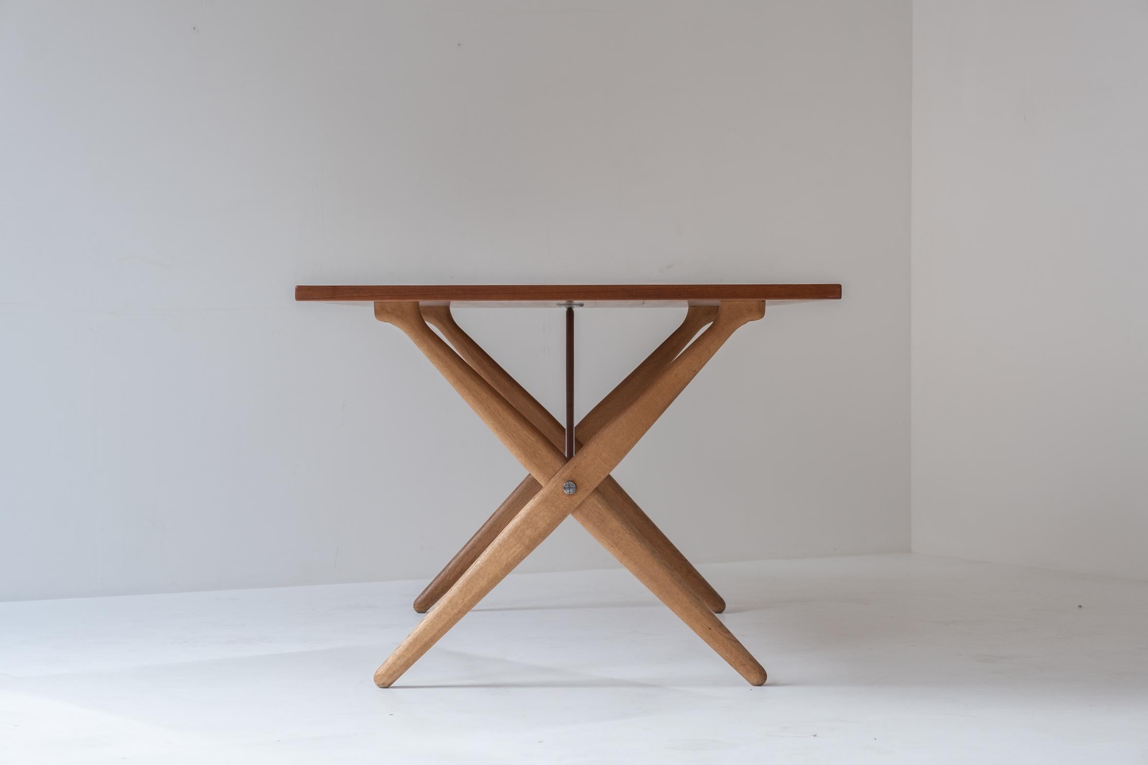 Chrome Sawbuck or AT 303 dining table by Hans Wegner for Andreas Tuck, Denmark 1950s