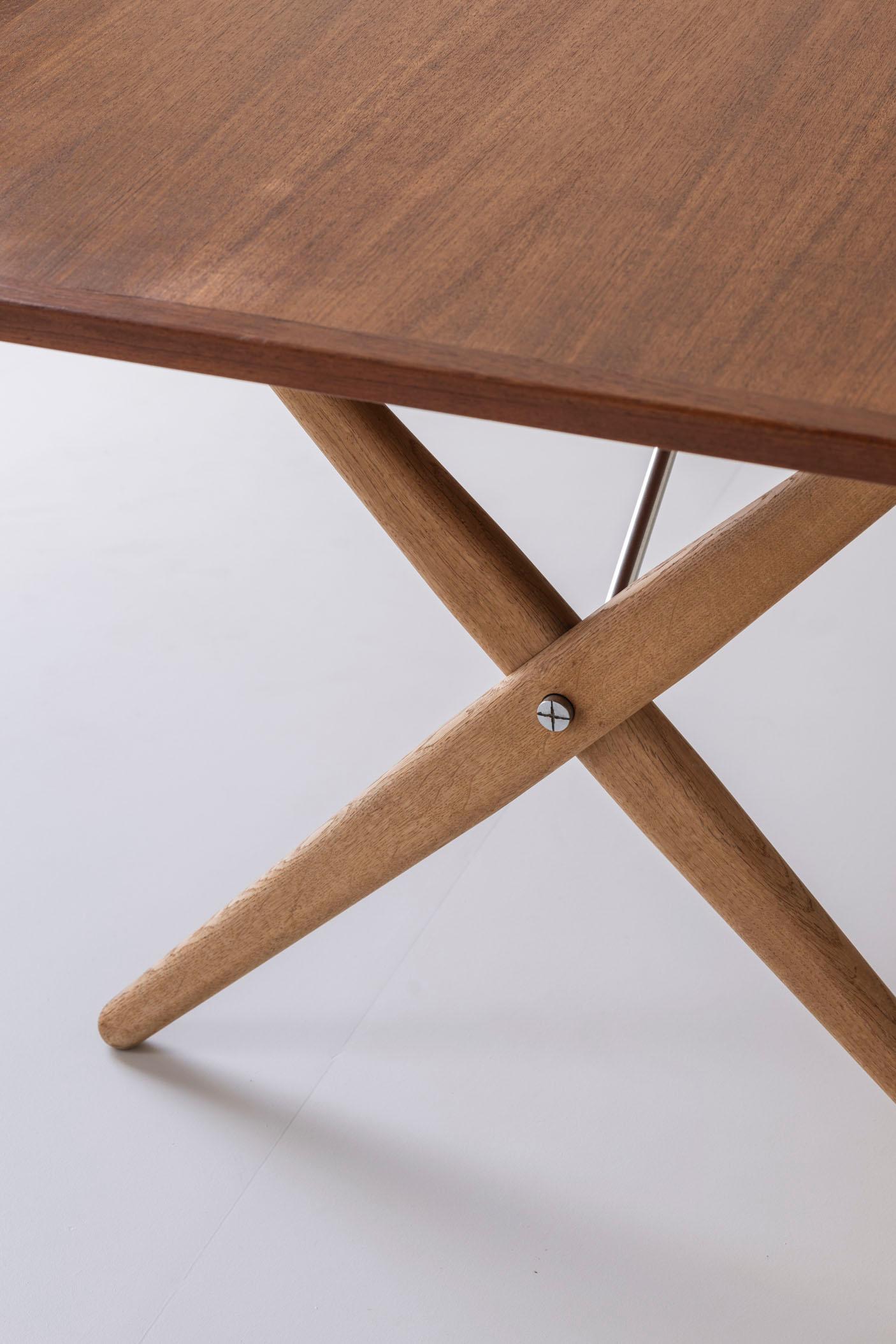 Chrome Table de salle à manger Sawbuck ou AT 303 par Hans Wegner pour Andreas Tuck, Danemark années 1950 en vente