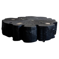 Sawkille Co. Unique Scorched Stump Coffee Table on Casters