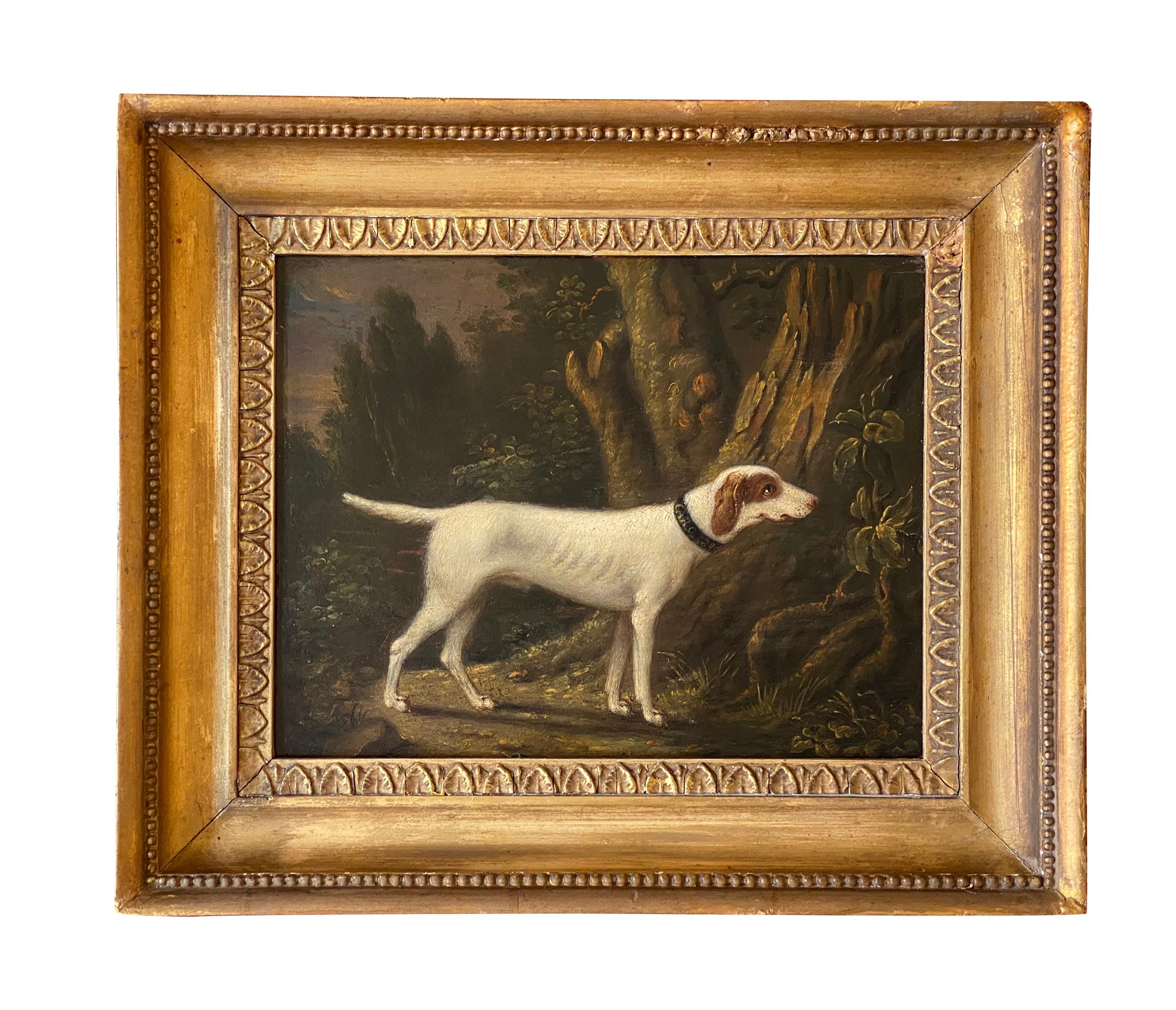 19TH CENTURY OIL OF A HUNTING DOG IN A LANDSCAPE - CIRCLE OF SAWREY GILPIN ( - Painting by Sawrey Gilpin