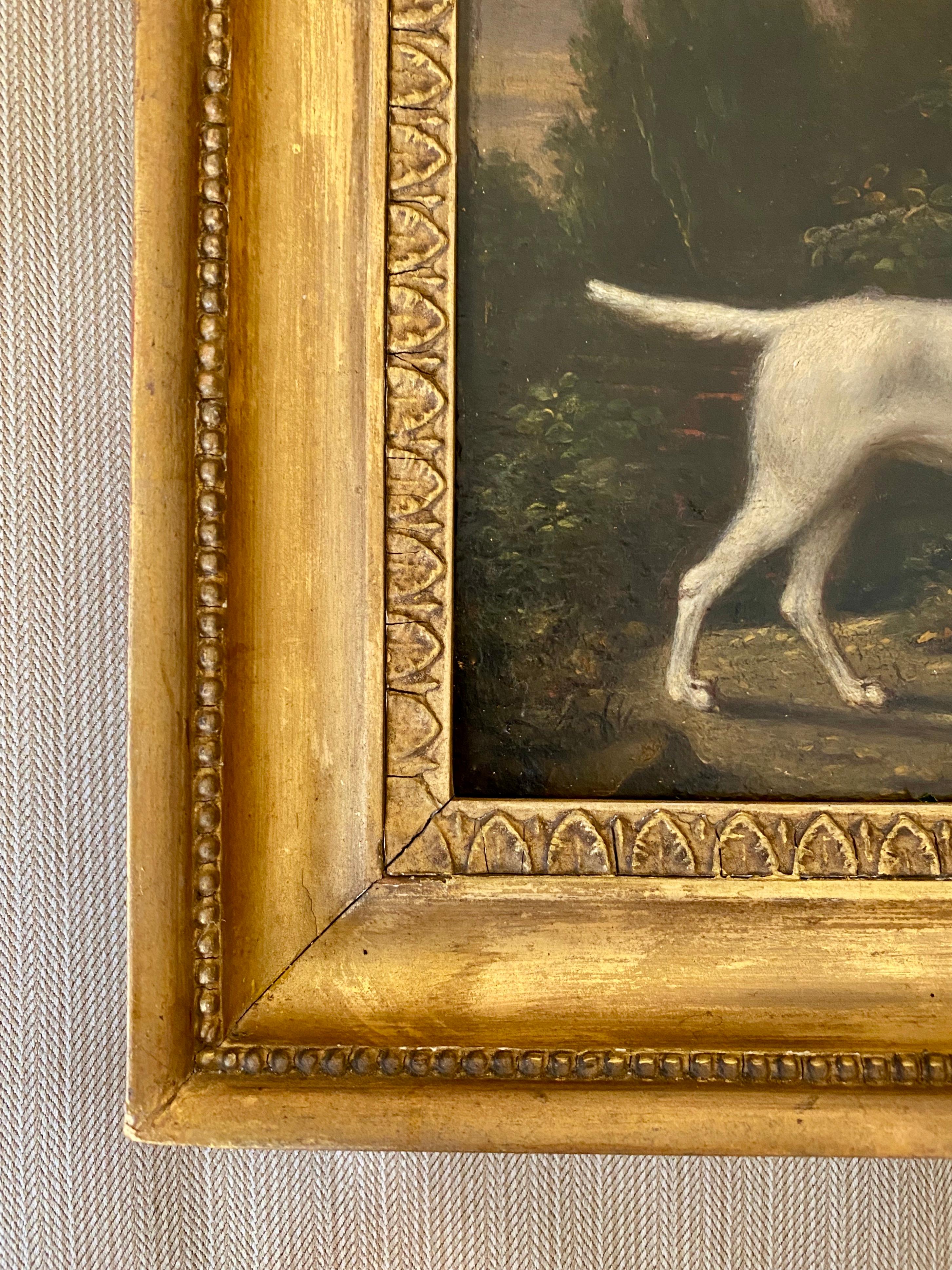 19TH CENTURY OIL OF A HUNTING DOG IN A LANDSCAPE - CIRCLE OF SAWREY GILPIN ( 3