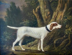 19TH CENTURY OIL OF A HUNTING DOG IN A LANDSCAPE - CIRCLE OF SAWREY GILPIN (
