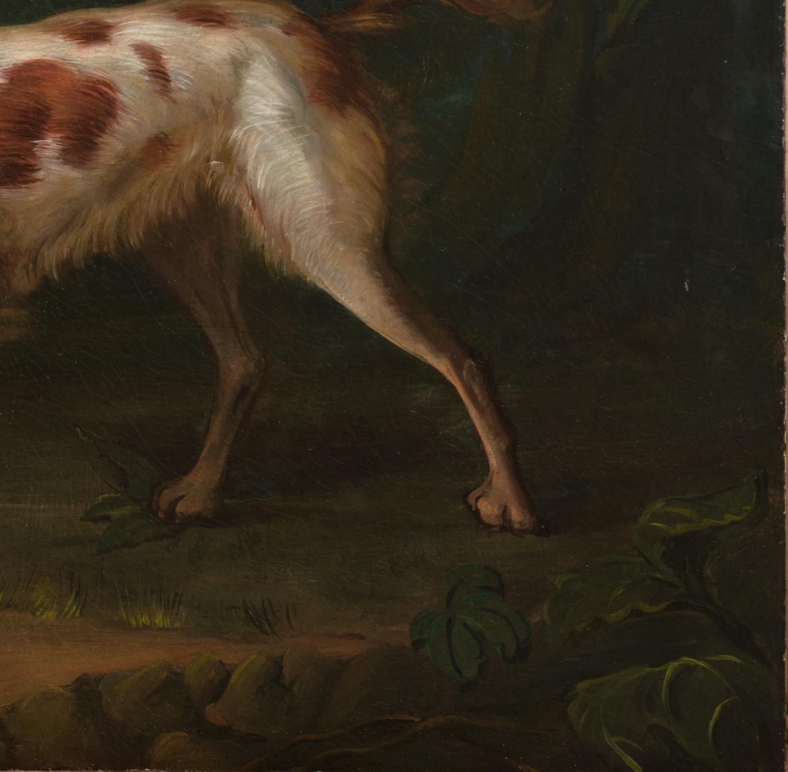 Porträt eines Brown & White Setters, 18. Jahrhundert

Sawrey GILPIN (1733-1807) zugeschrieben 

Großes Porträt eines Brown & White Setters in einer Landschaft, 18. Jahrhundert, Öl auf Leinwand. Ausgezeichnete Qualität und Zustand Seitenprofilstudie