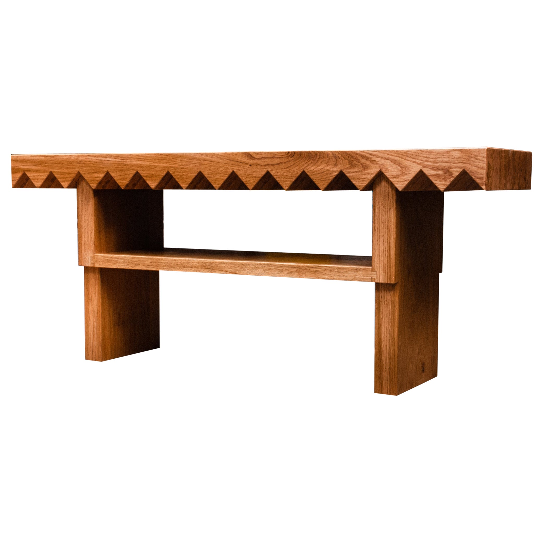 Sawtooth Bench in Solid English Oak, Designed and Handmade by Loose Fit, UK
