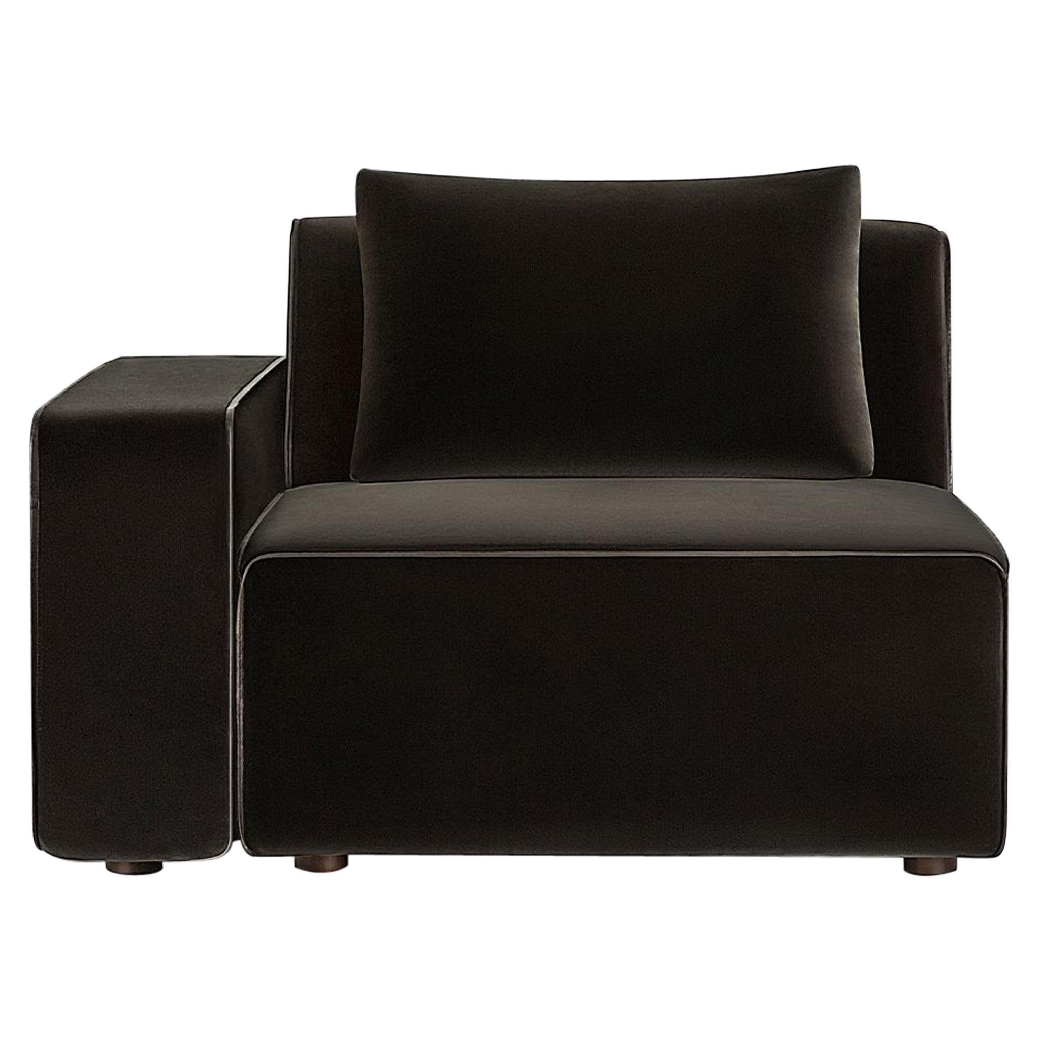 Sawyer Modular Sofa - Left Arm Chair Velvet Chocolate  For Sale