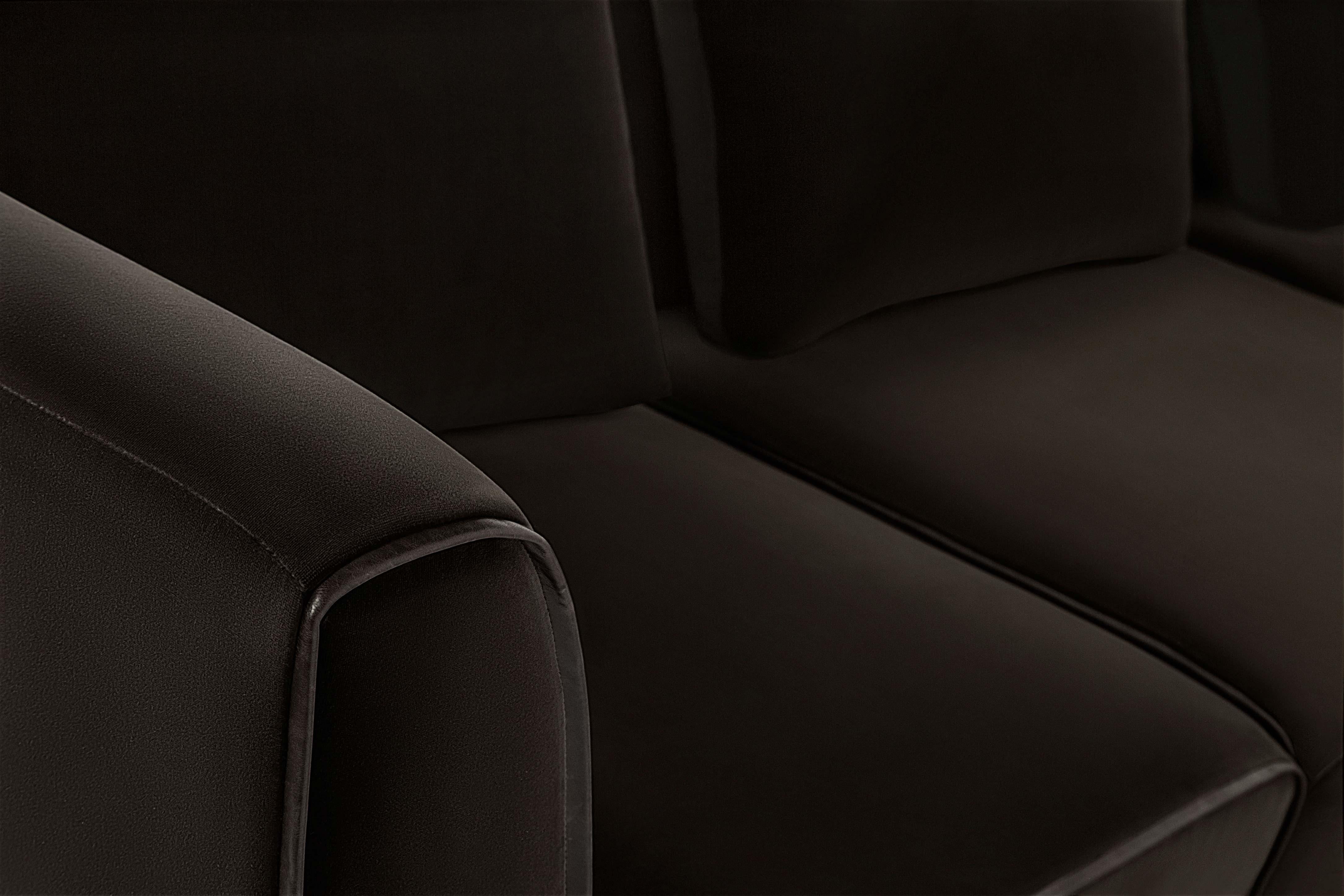Contemporary Sawyer Modular Sofa - Right Arm Chair Velvet Chocolate  For Sale