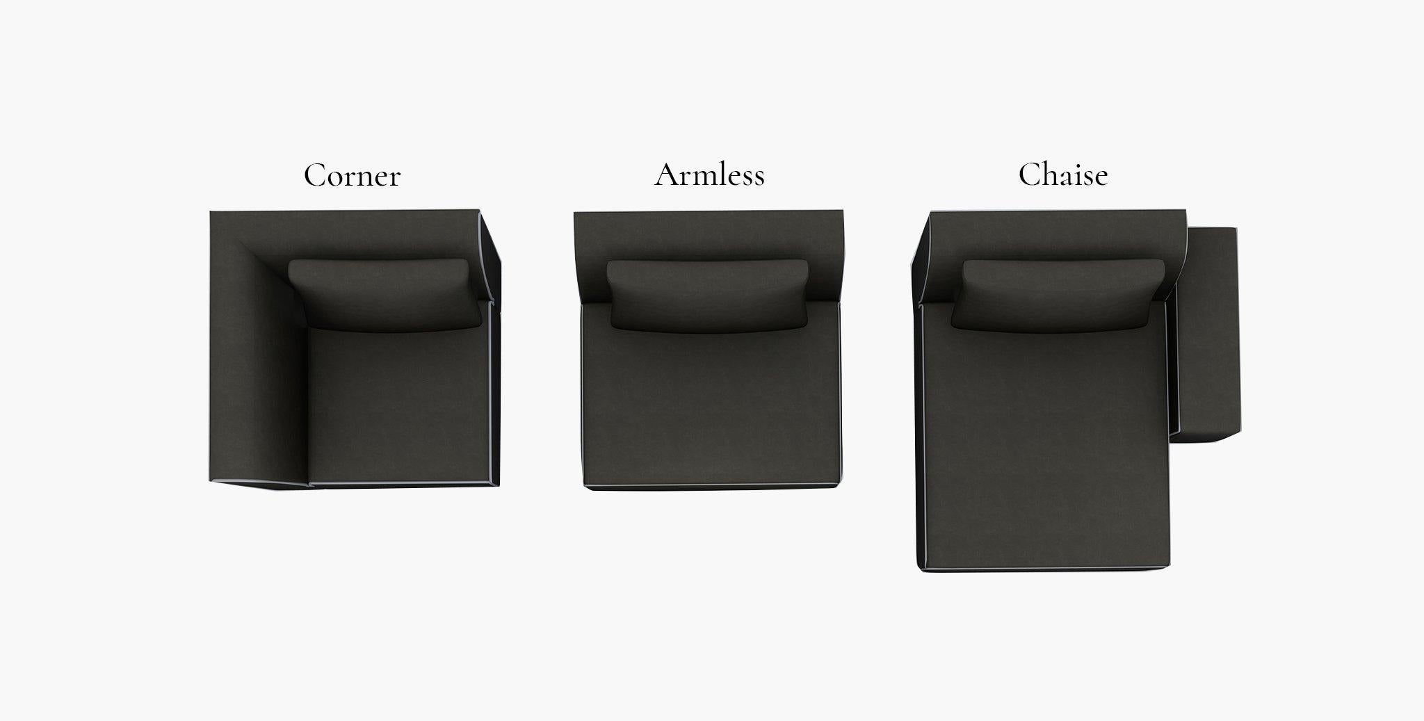 Sawyer Modular Sofa - Right Arm Chair Velvet Chocolate  For Sale 2