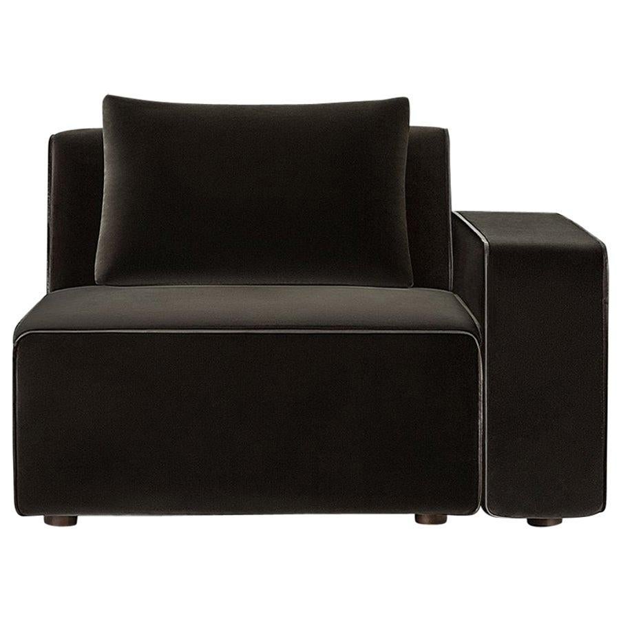 Sawyer Modular Sofa - Right Arm Chair Velvet Chocolate  For Sale