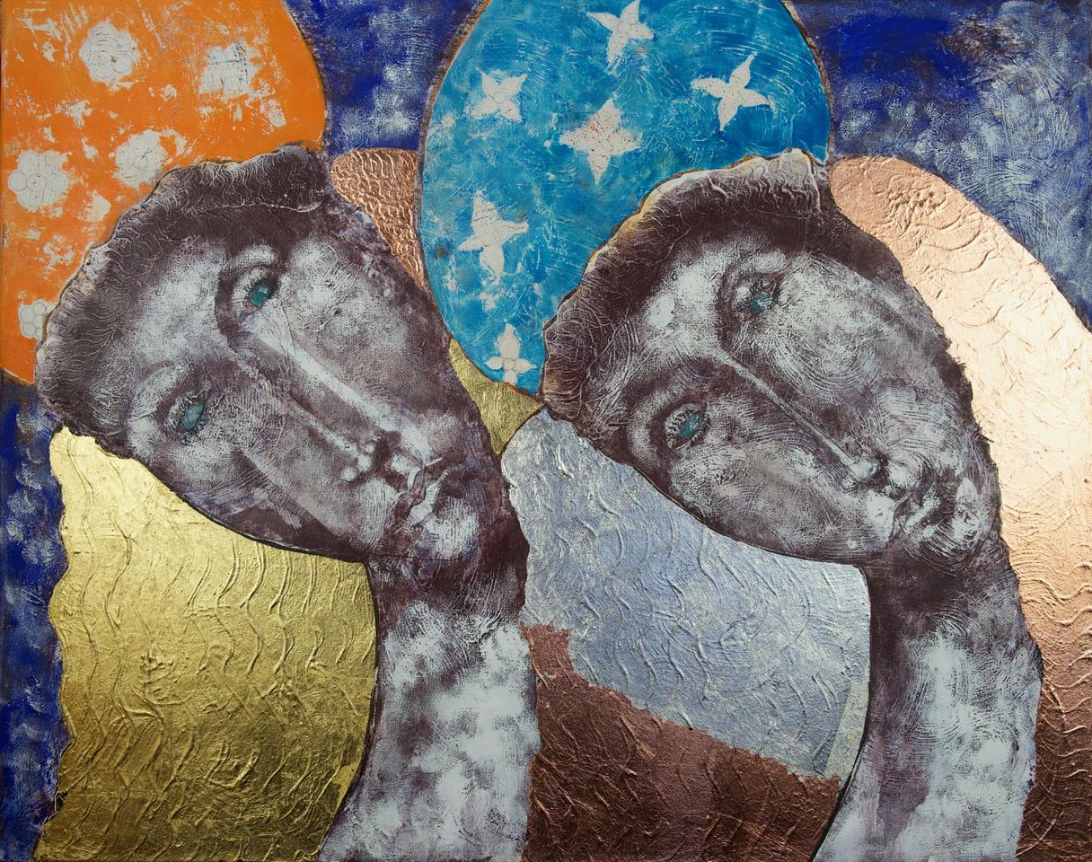 Sax Berlin Figurative Painting – Diamonds Across the Sky. (Sternschnuppen).  Zeitgenössisch  Figurative Malerei