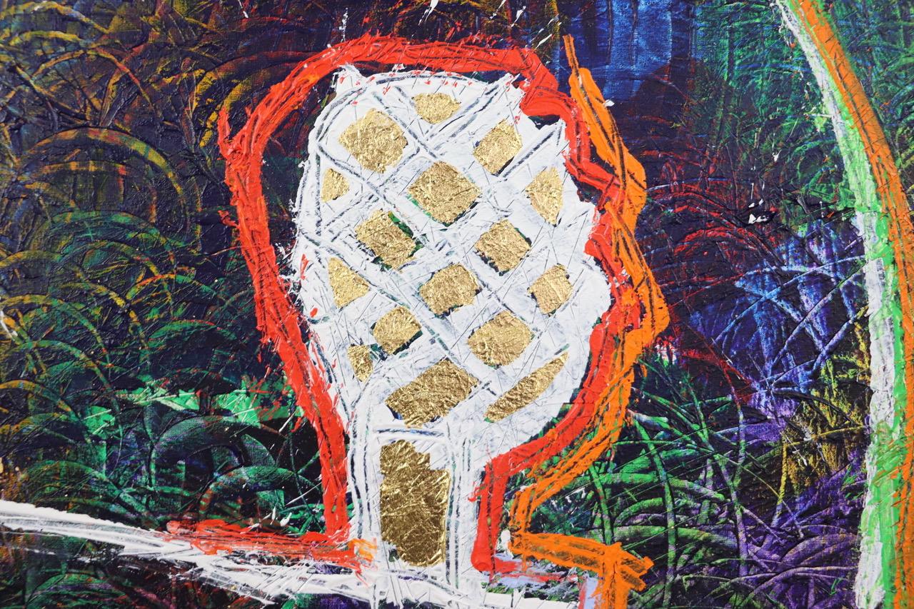 Il cantante di jazz.  Pittura ad olio neo espressionista contemporanea di grandi dimensioni - Mixed Media Art Neoespressionismo di Sax Berlin