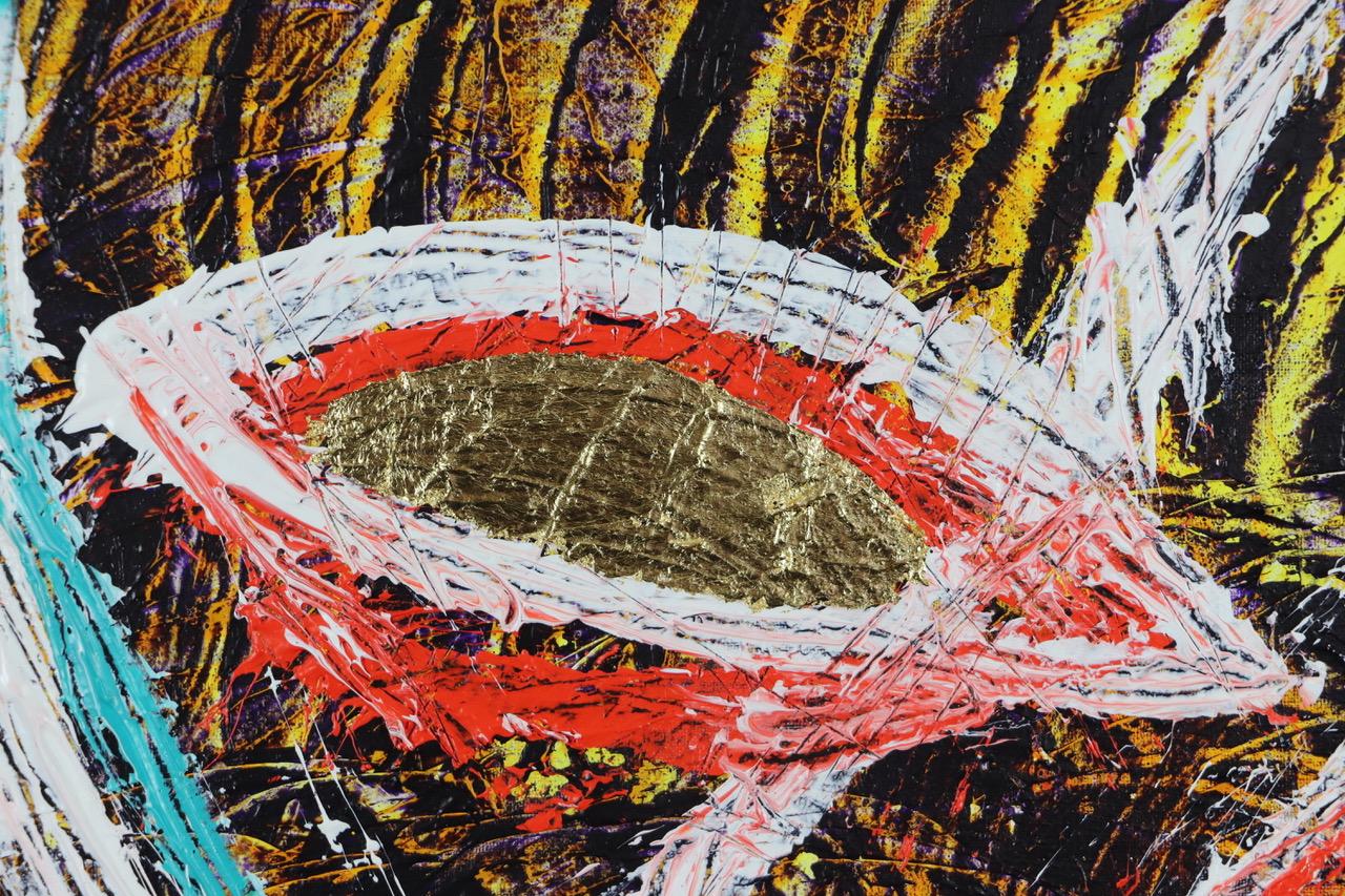 Il cantante di jazz.  Pittura ad olio neo espressionista contemporanea di grandi dimensioni in vendita 1