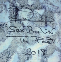 The Poet: Contemporary Mixed Media Figurative Oil Painting. Blattgold und Blattsilber