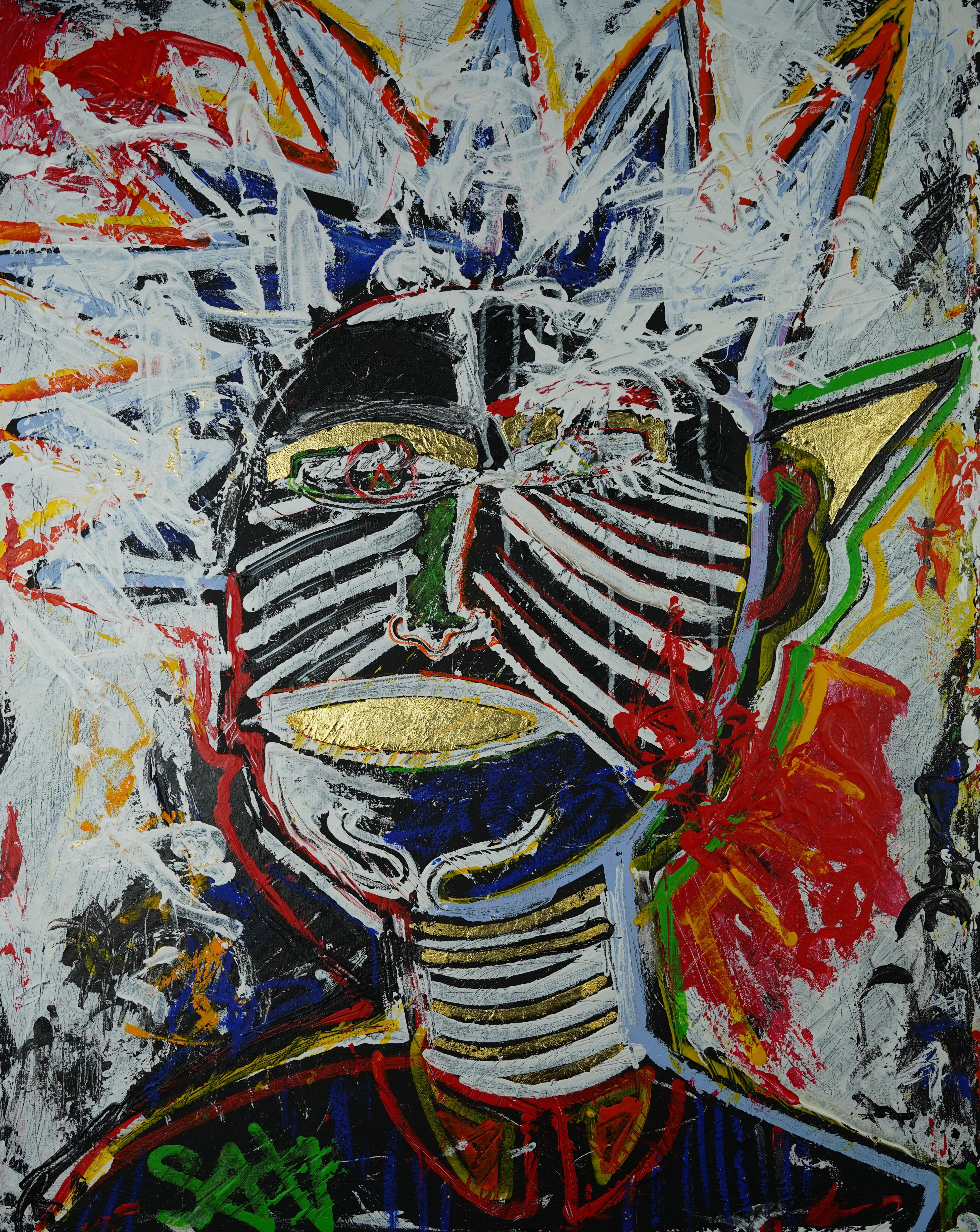 Abstract Painting Sax Berlin - Retour à la source : Nous sommes tous originaires d'Afrique. Peinture à l'huile figurative contemporaine
