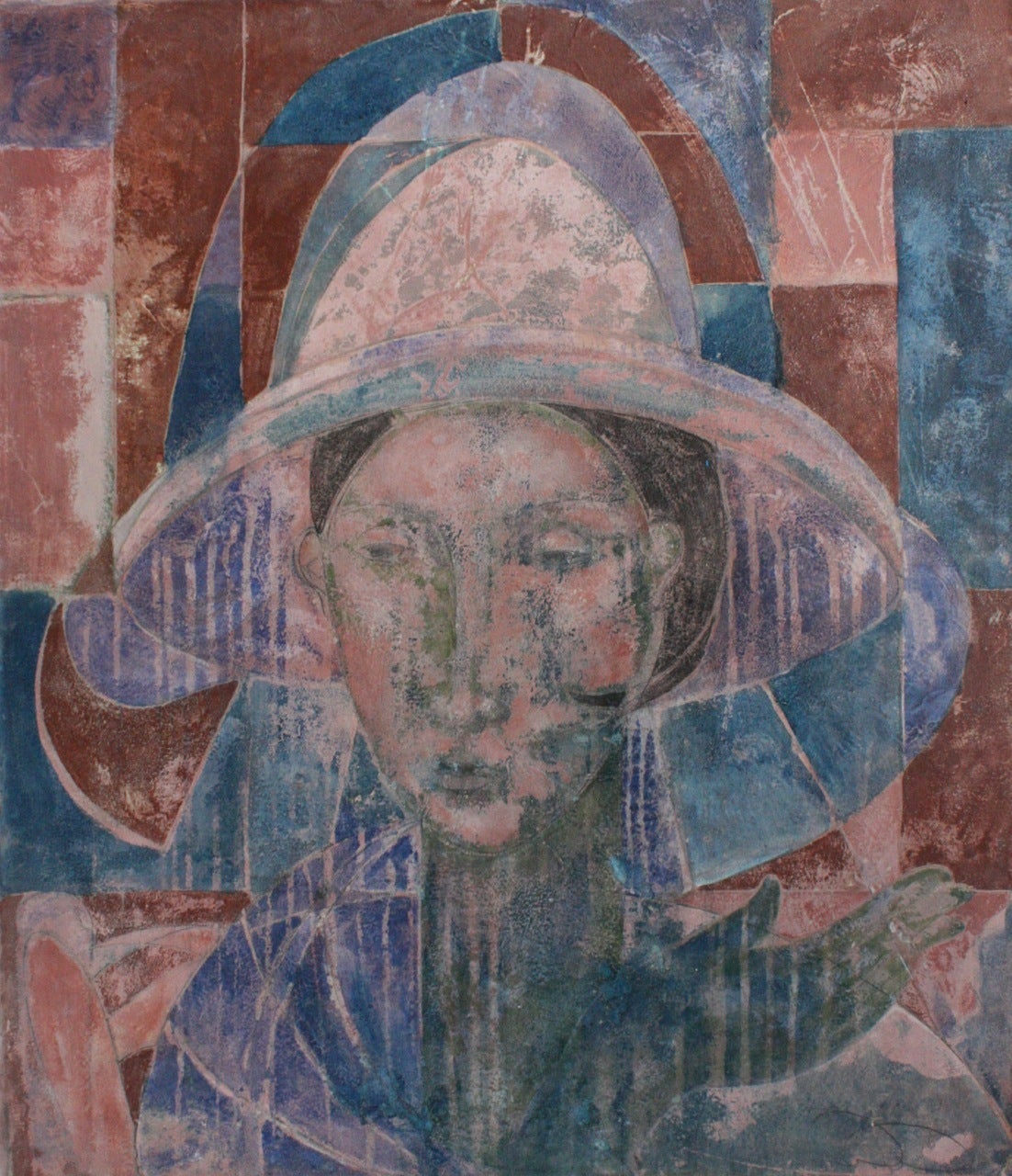 Portrait Painting de Sax Berlin - Cigarrillo azul, Pintura al óleo figurativa contemporánea
