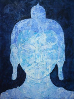 Blue Crystal Maitreya. Contemporary Buddha Painting