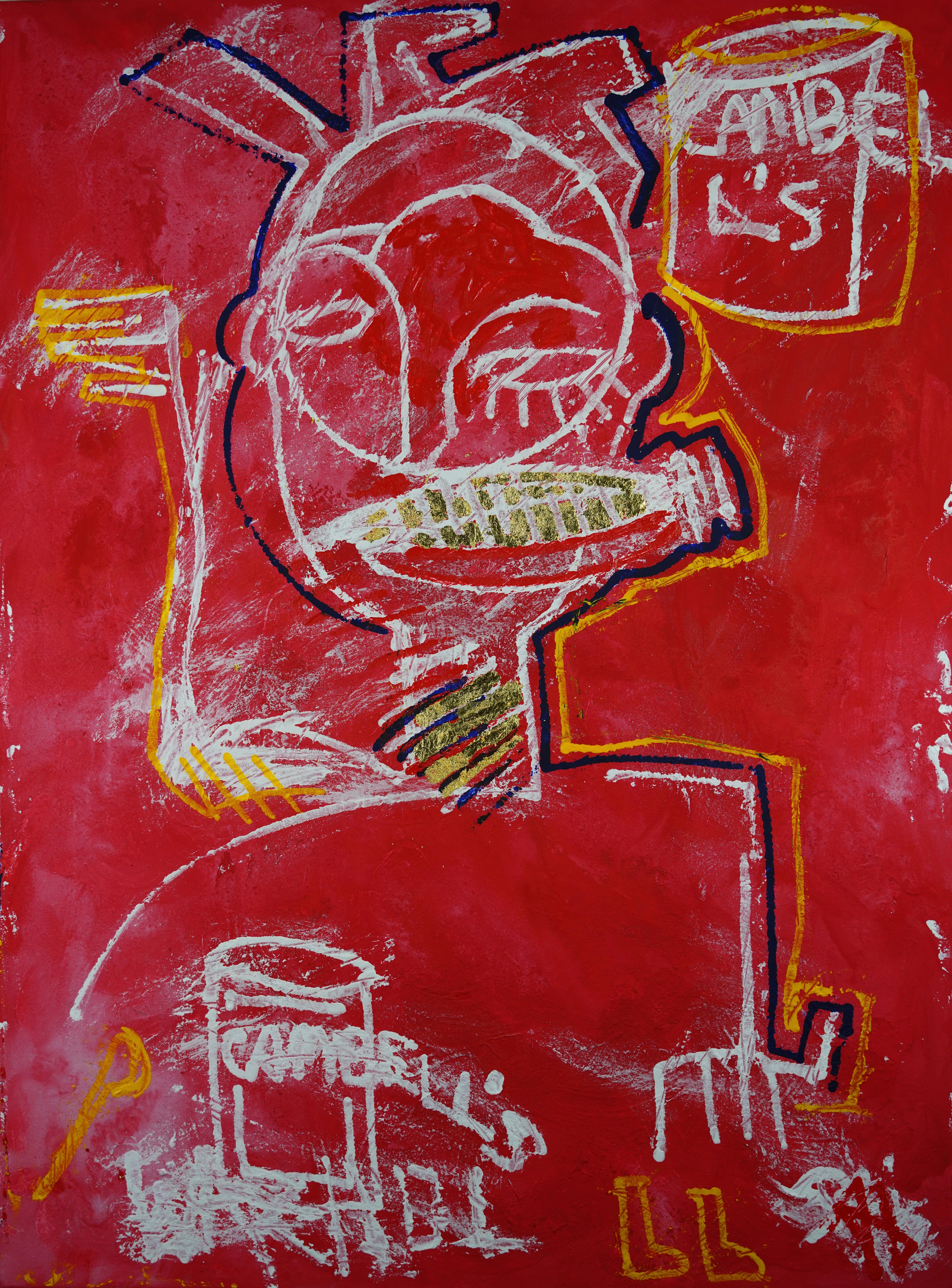 Sax Berlin Abstract Painting - Cambell's Warhol Soup.  Large Neo Expressionist Oil Painting