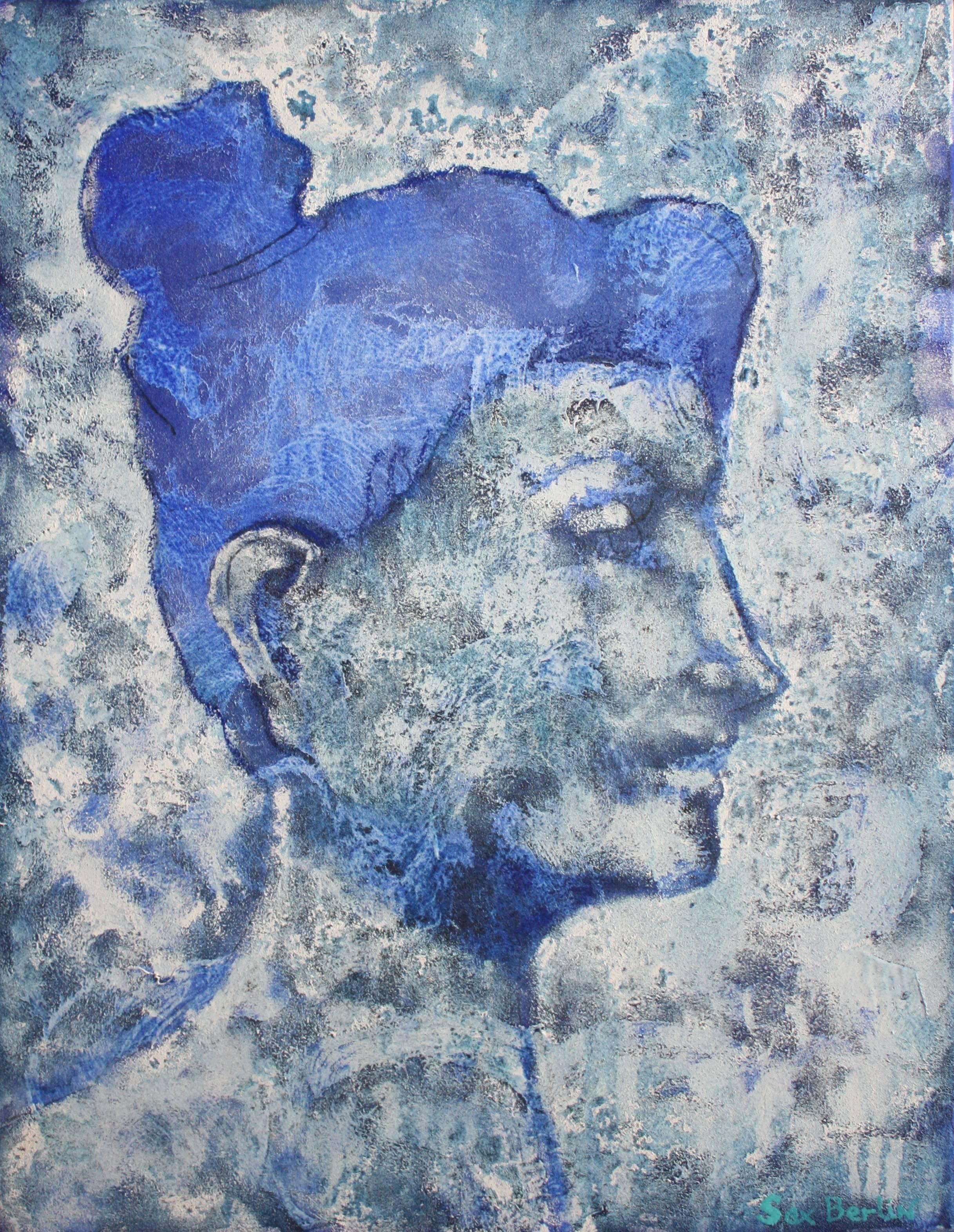 Sax Berlin Figurative Painting – Classic Blue. Zeitgenössisches figuratives Ölgemälde