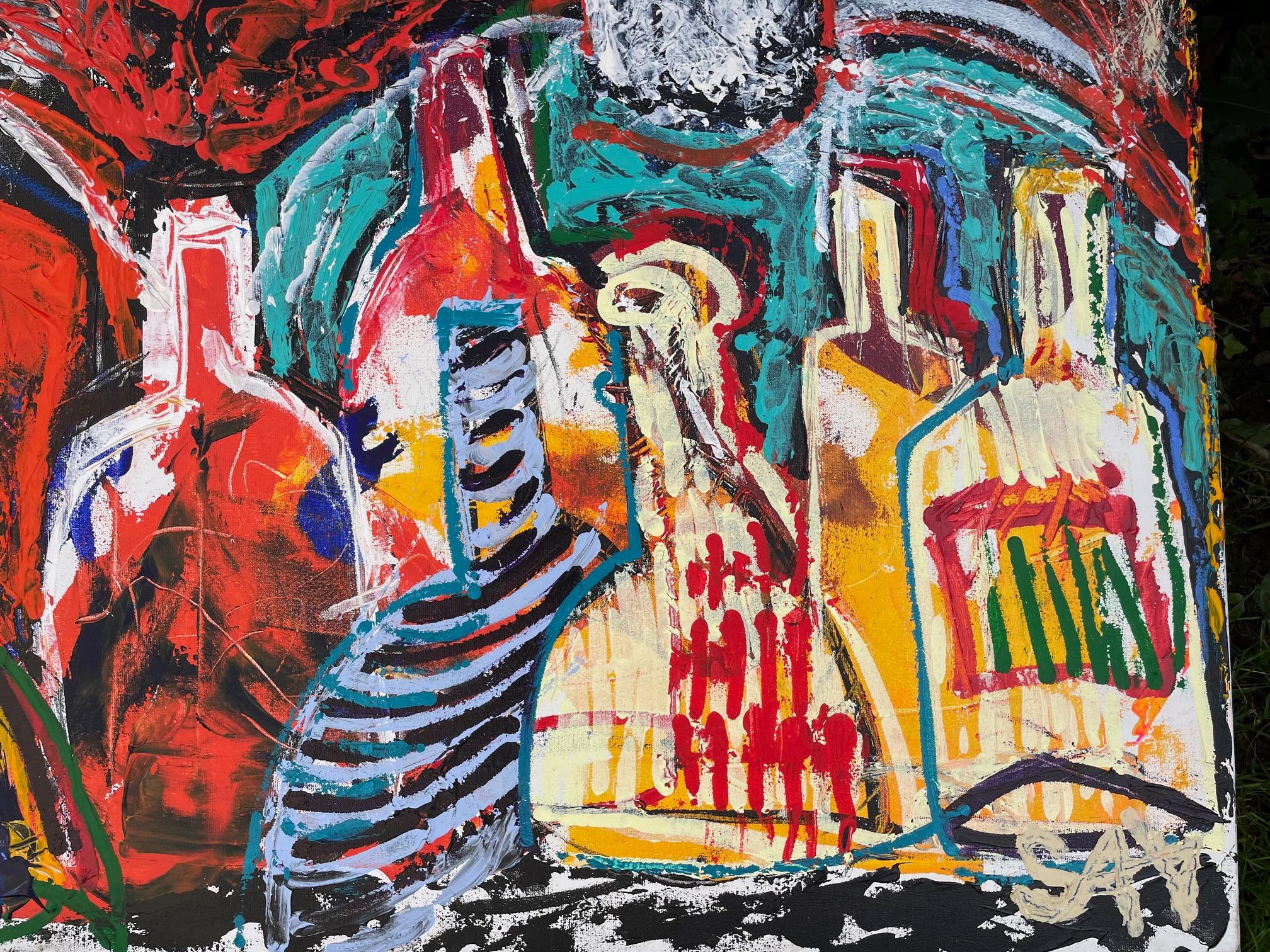 Gemalt im Atelier Moat unter der Renaissancebrücke am Rande der Weinberge und im Schloss. Durchdrungen von der Weinkultur und der Lebensfreude des Chateau Lescours präsentiert Berlin dieses wunderbare neoexpressionistische Werk. Die gesamte Kultur