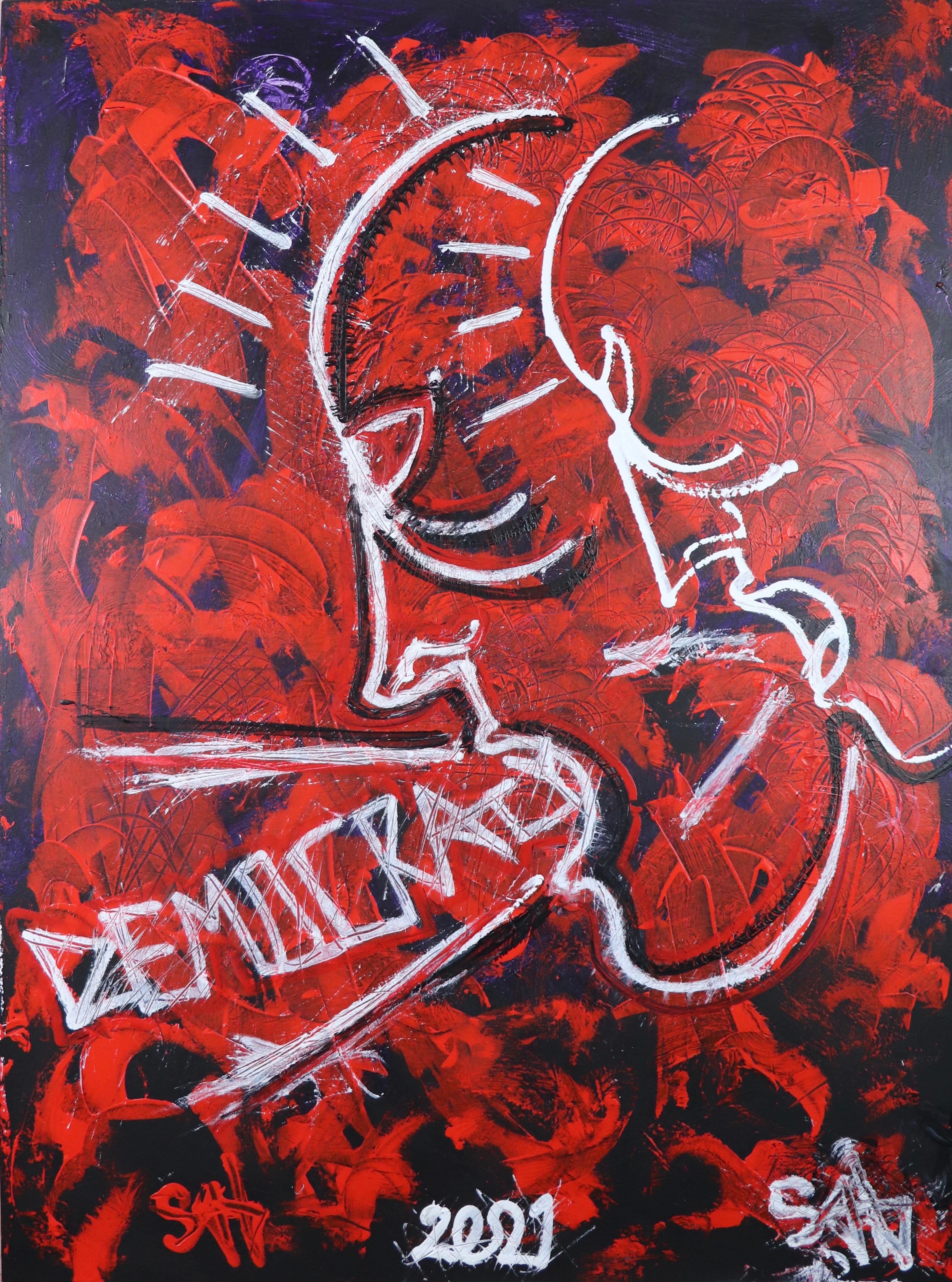 Sax Berlin Abstract Painting - Democracy (All over the World ). Contemporary Neo Expressionist Oil Painting