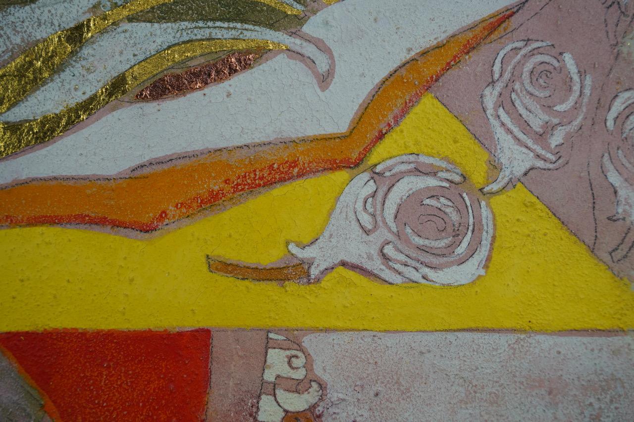La serie di immagini straordinarie di donne mitiche e spirituali di Berlin è ora arricchita da quest'ultima opera. The Inner Heart to the Dove of Peace è un brano intenso, un inno alla speranza. L'uso di motivi floreali in tutto il dipinto accentua