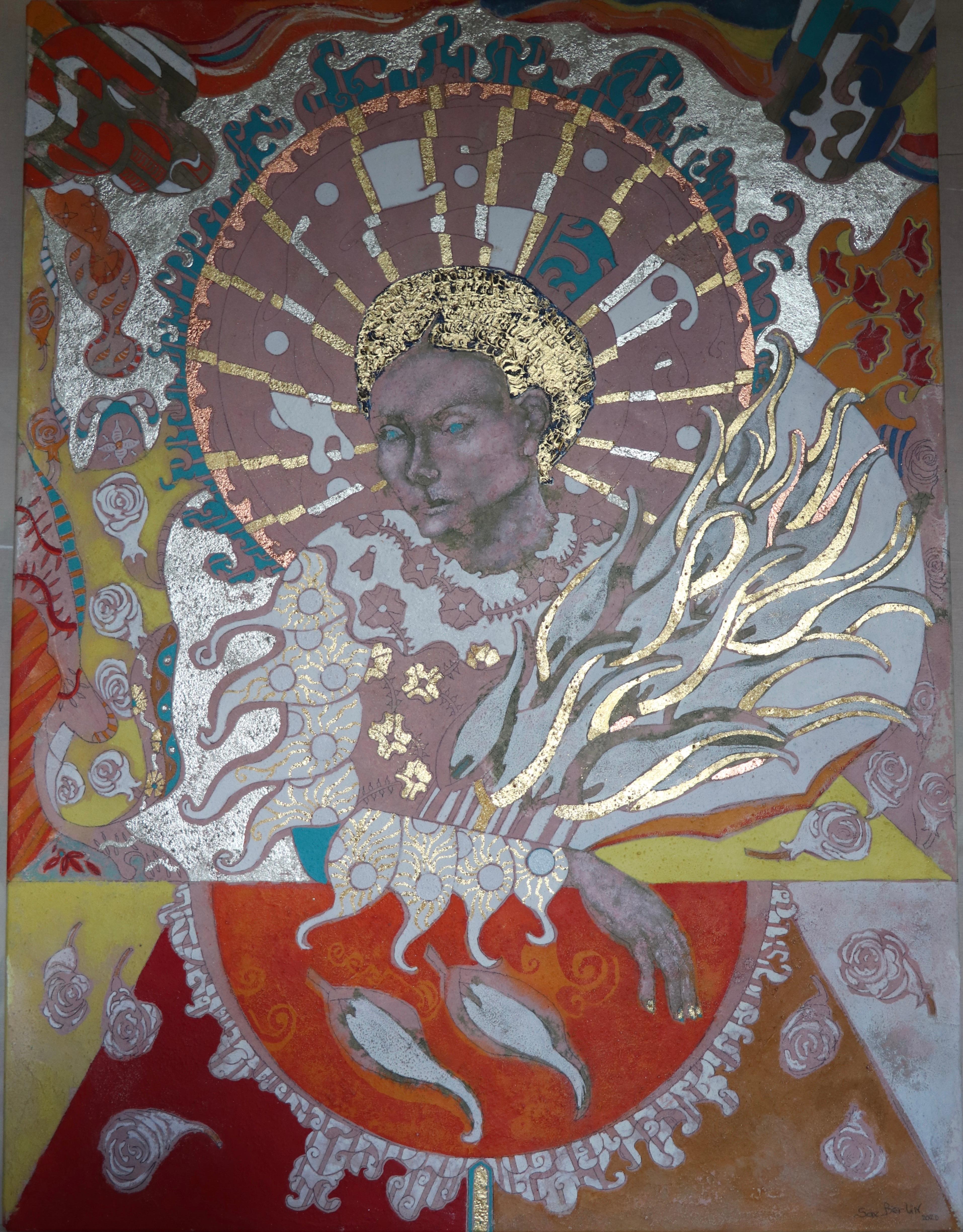 „From The Inner Heart To The Dove Of Peace“ (Von der Innenseite des Friedens).  Zeitgenössisches figuratives Gemälde – Painting von Sax Berlin