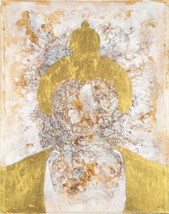 Bouddha d'or :  Huile et feuille d'or sur toile