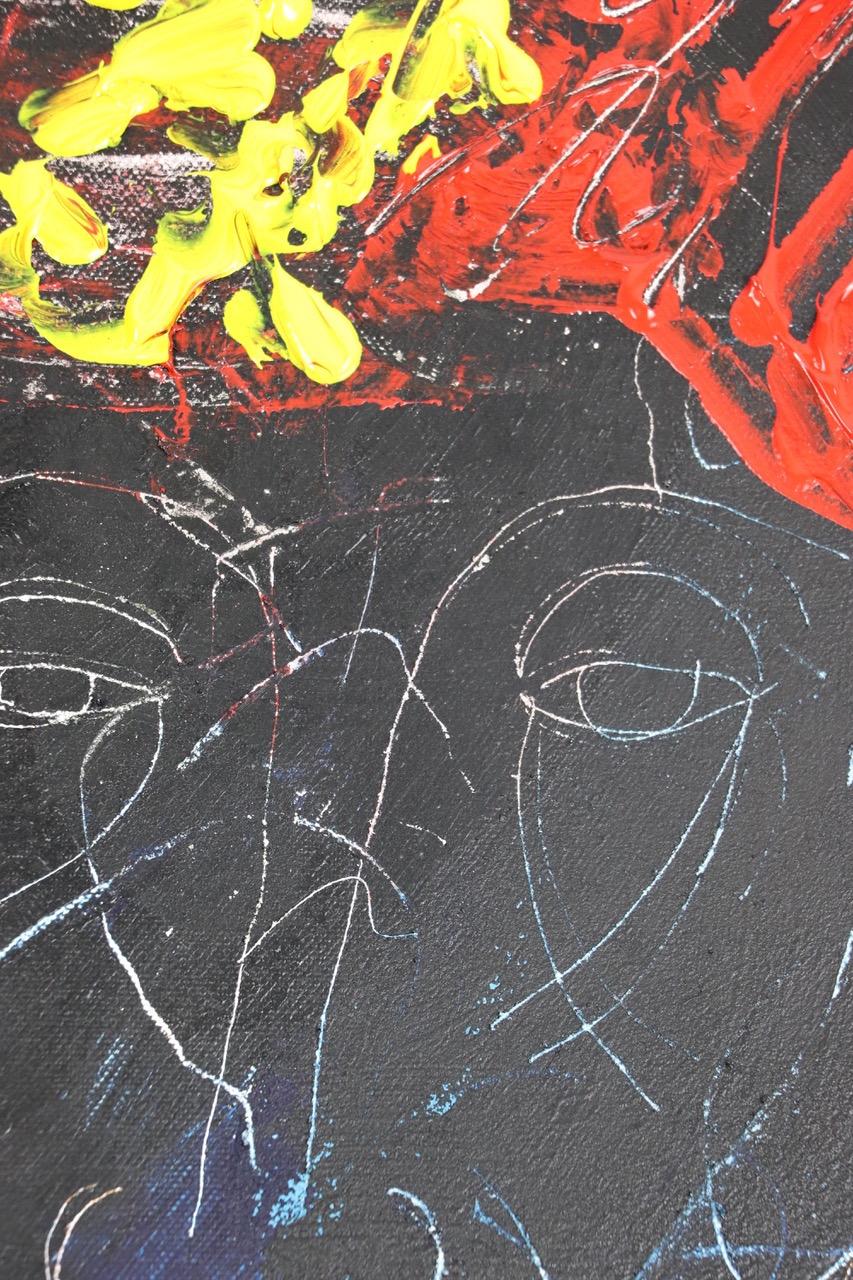 Guardian Angel Sista was created by Berlin as part of his Neo-expressionism series. He uses sgraffito to evoke the feel of the New York subway and it frames the iconic Guardian Angel Sista

Acrylic and crushed marble