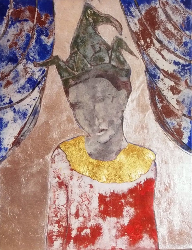 Harlequin's Golden Collar: Contemporaneo  Pittura figurativa a tecnica mista