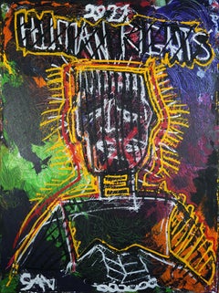 "Droits de l'homme" Peinture à l'huile contemporaine néo-expressionniste