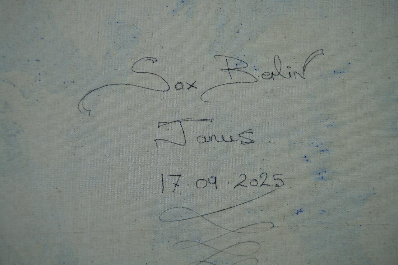 Janus:  Zeitgenössisches figuratives Gemälde (Blau), Figurative Painting, von Sax Berlin