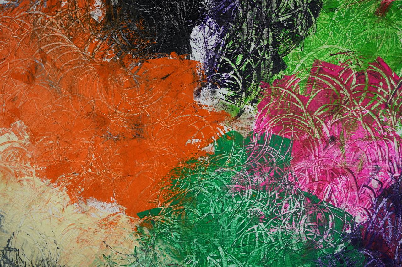 Jardin: dopo Monet.  Pittura ad olio astratta contemporanea - Mixed Media Art Surrealismo di Sax Berlin